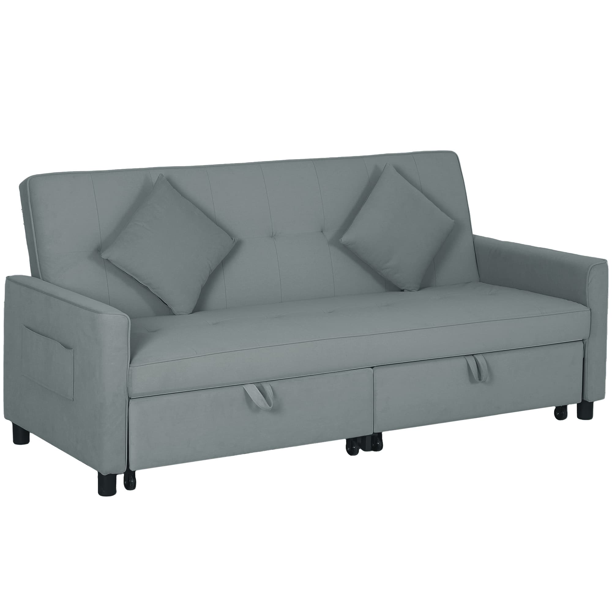 HOMCOM Canapé convertible 3 places canapé-lit clic-clac réversible avec dossier réglable et coussins, 196 x 90 x 89 cm, gris