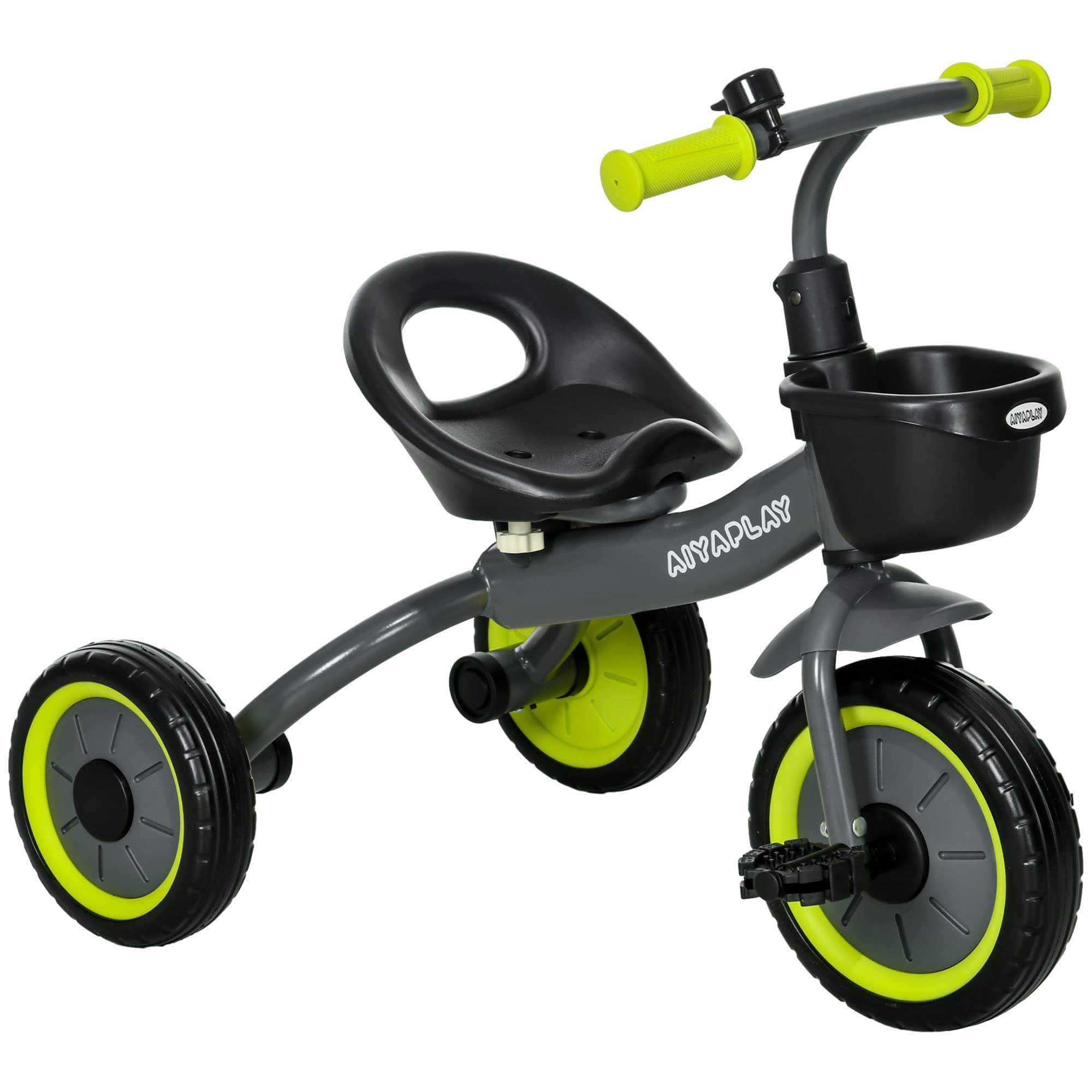 AIYAPLAY Tricycle enfants avec sonnette et panier selle réglable avec dossier - pour enfant de 2 à 5 ans noir