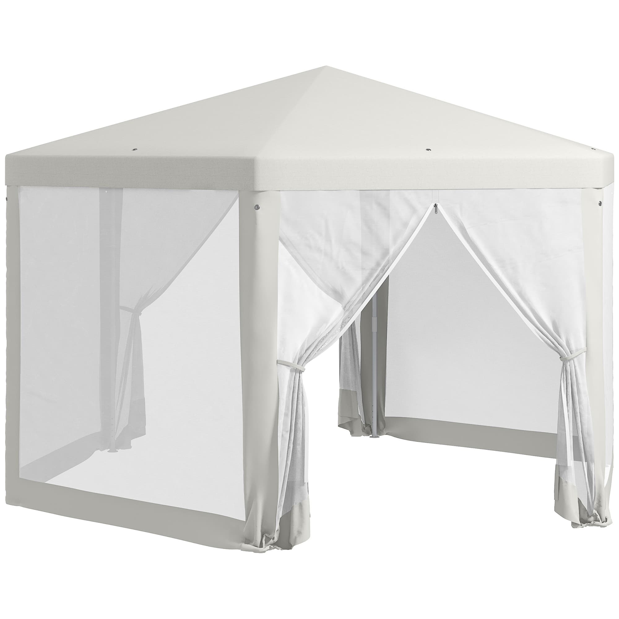 Outsunny Tonnelle barnum tente de réception hexagonale 10 m2 style cosy métal polyester imperméabilisé crème