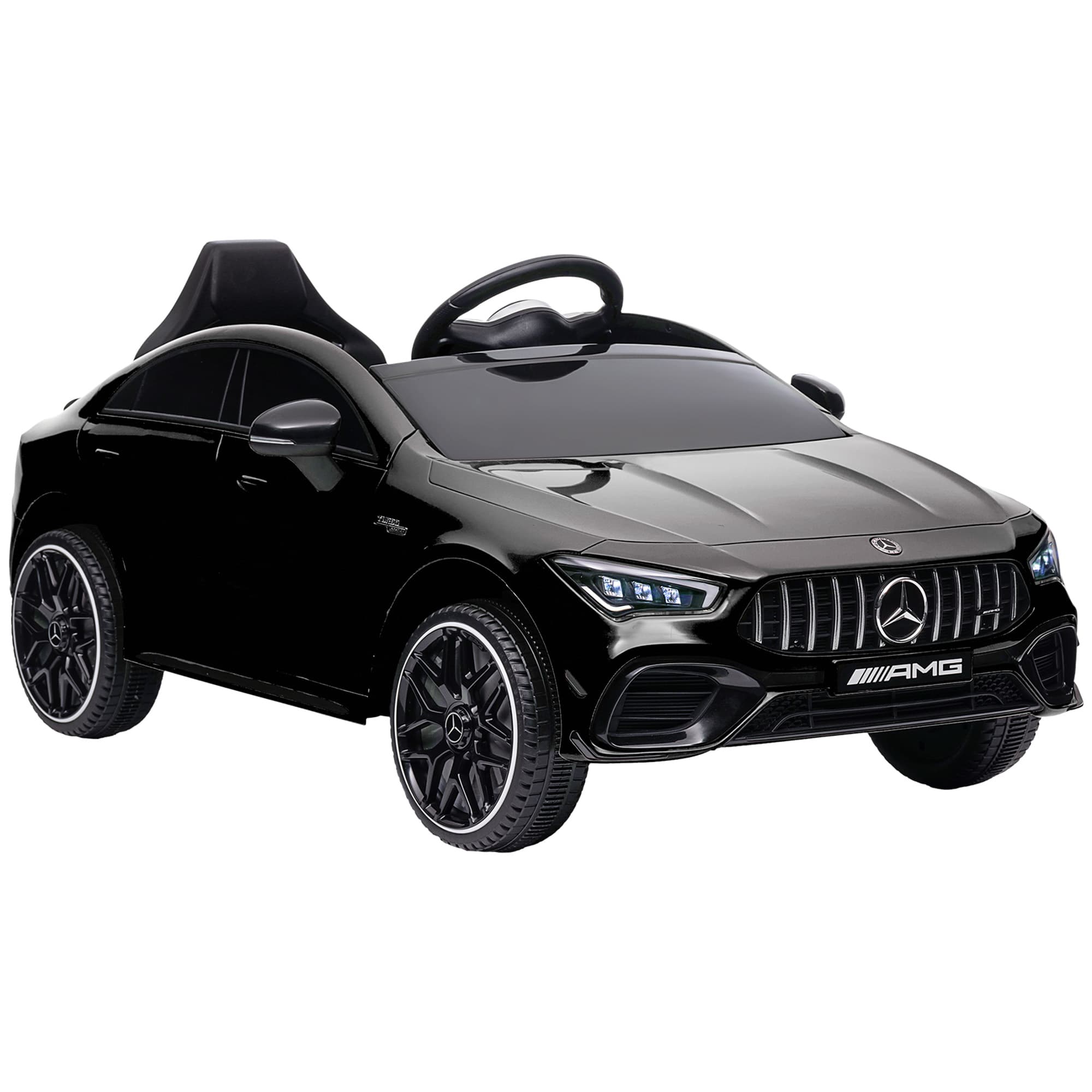 AIYAPLAY Voiture électrique enfant Mercedes-AMG CLA 45, télécommande, vitesse réglable (3-5 km/h), phare LED musique, noir