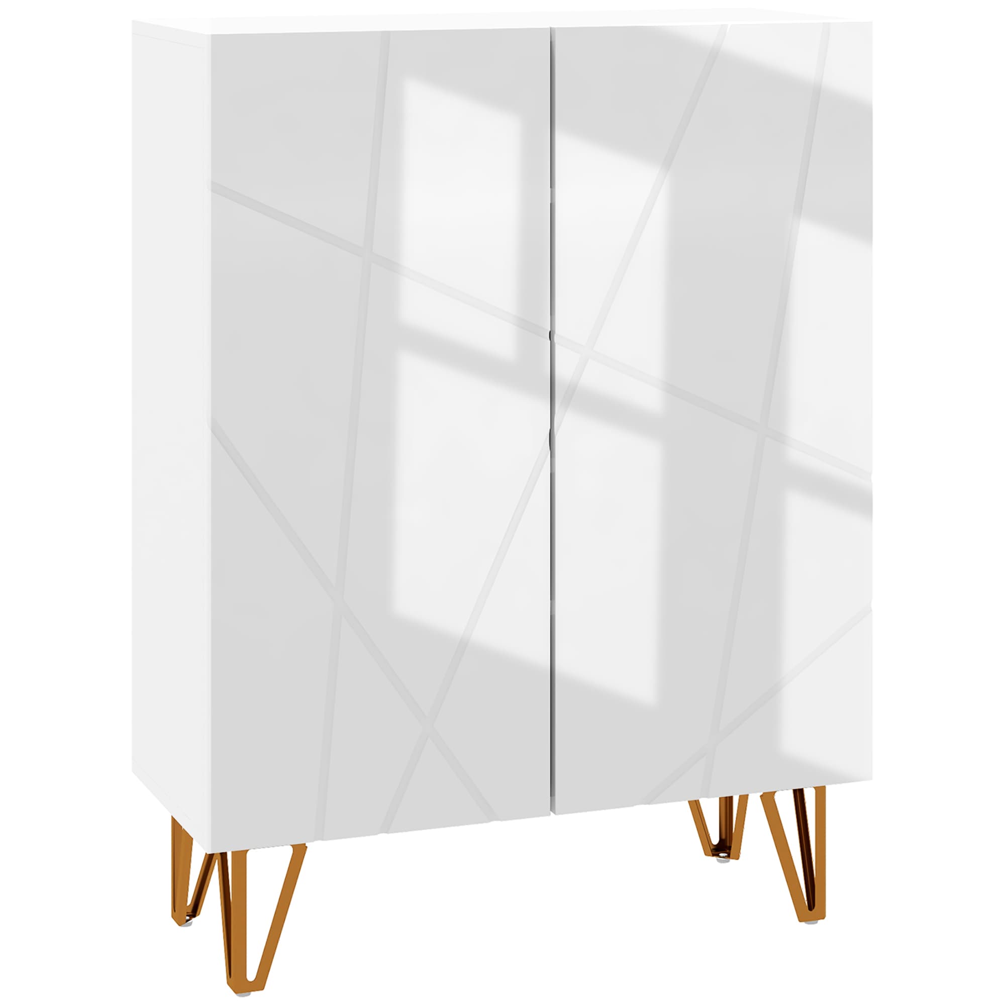 HOMCOM Meuble à chaussures meuble de rangement à chaussures 2 portes étagères réglables 72 x 31,5 x 95 cm blanc laqué