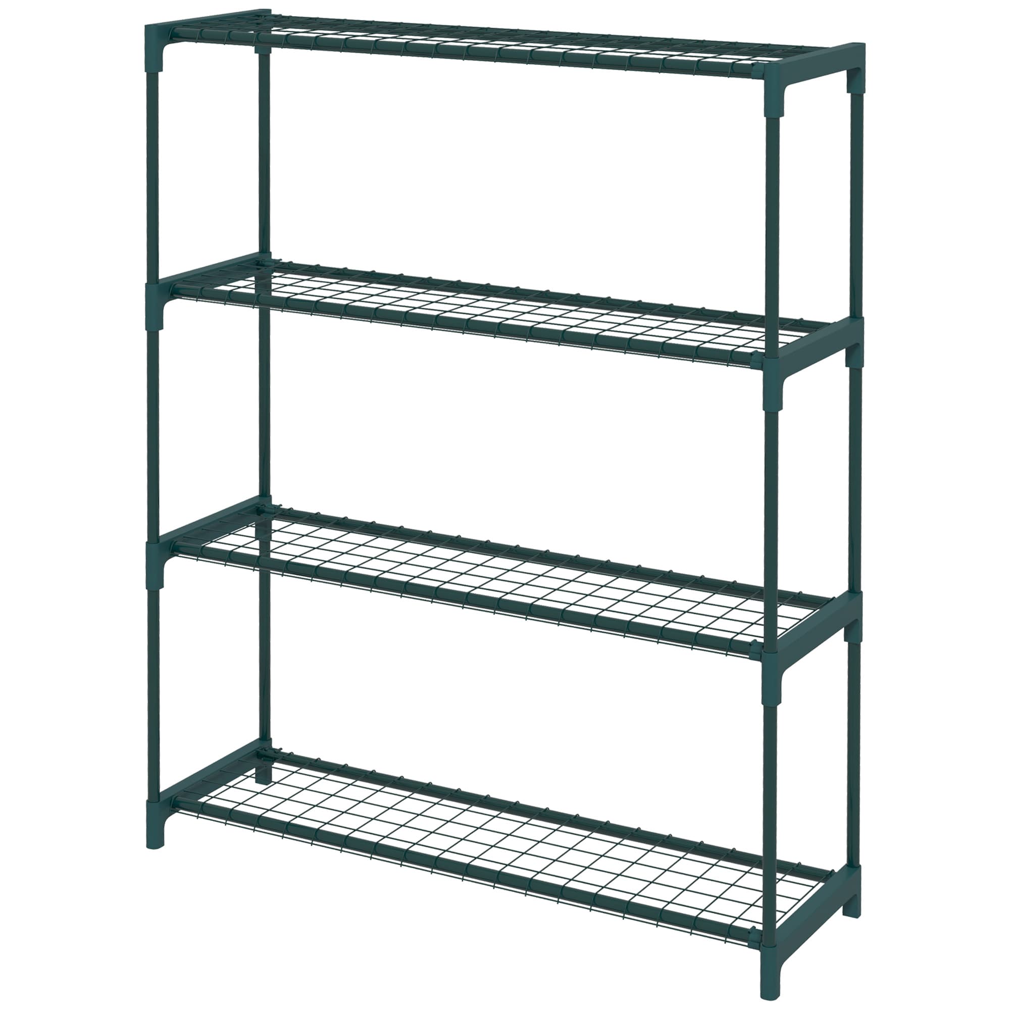 Outsunny Étagère à fleurs supports porte plante 4 niveaux, intérieur et extérieur en acier, dim. 89L x 28l x 107H cm, vert