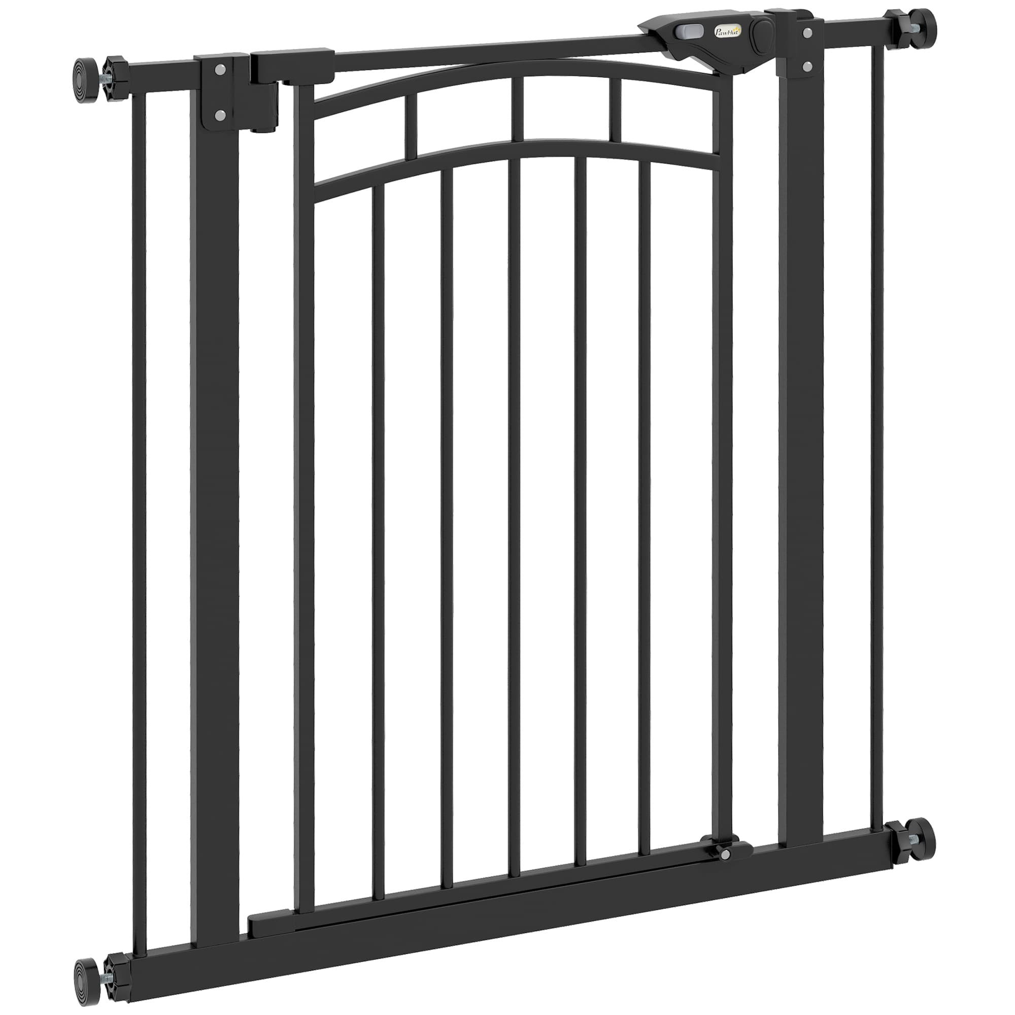 PawHut Barrière de sécurité pour chien barrière d'escalier extensible double verrouillage 74-80 x 76 cm noir