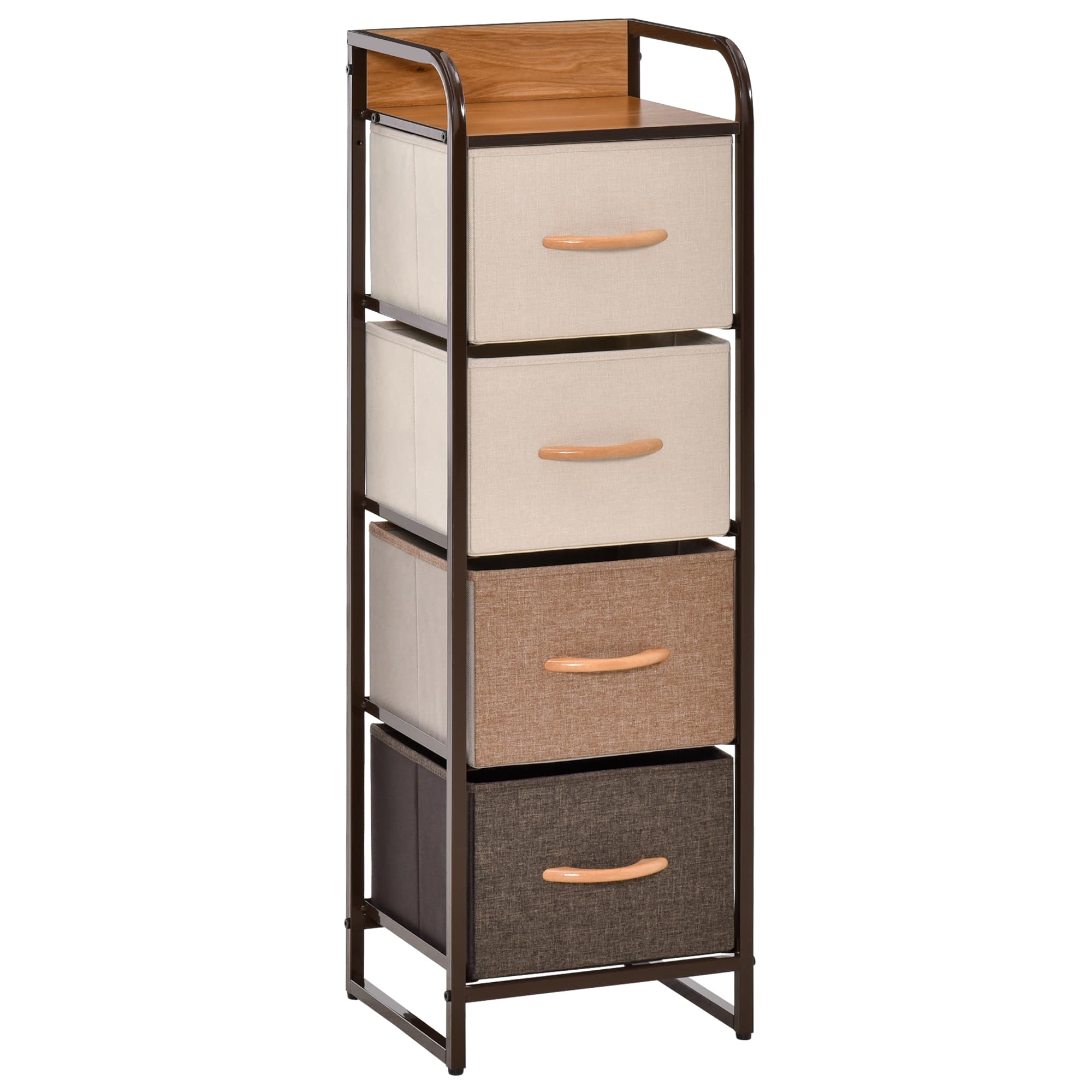 HOMCOM Commode chiffonnier 5 tiroirs meuble de rangement tiroir en tissu pliant - structure acier noir - 45 x 30 x 116 cm