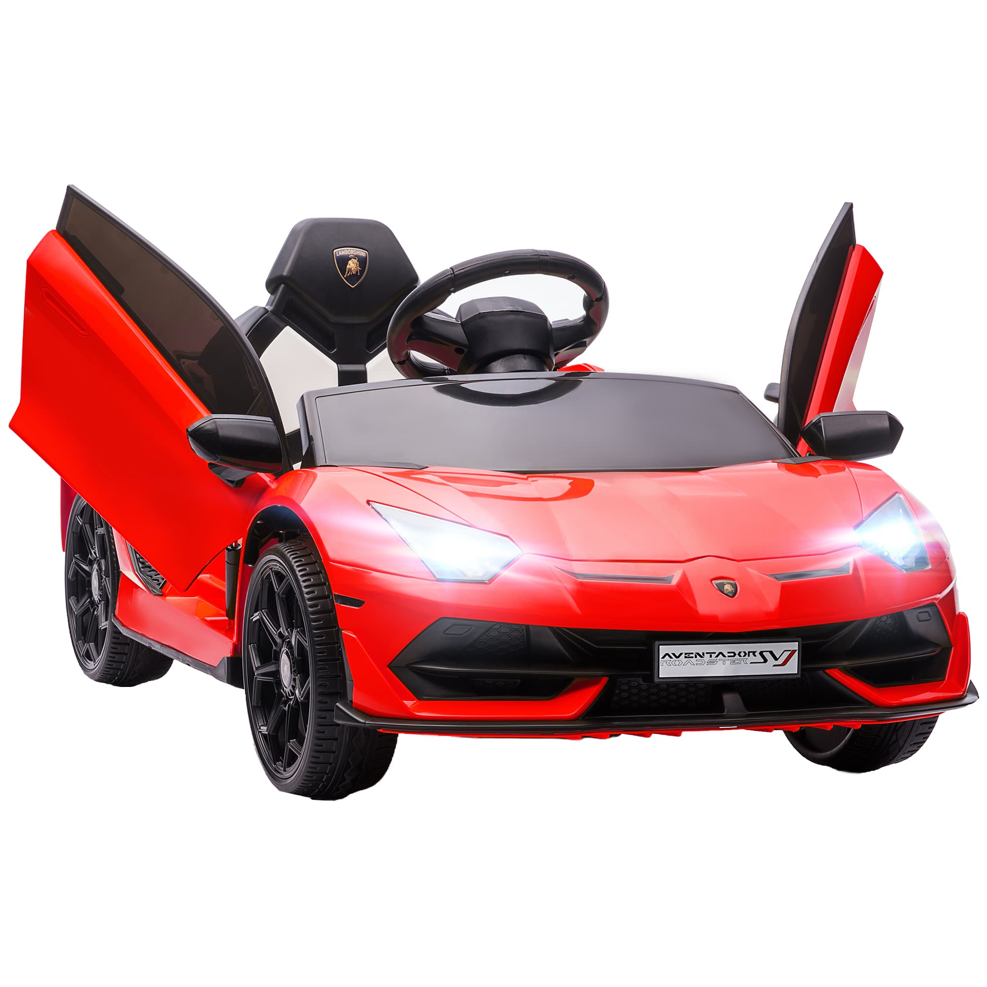 HOMCOM Voiture électrique pour enfants licence Lamborghini Aventador SVJ 12V avec portes papillon télécommande 3-5 KM/H rouge