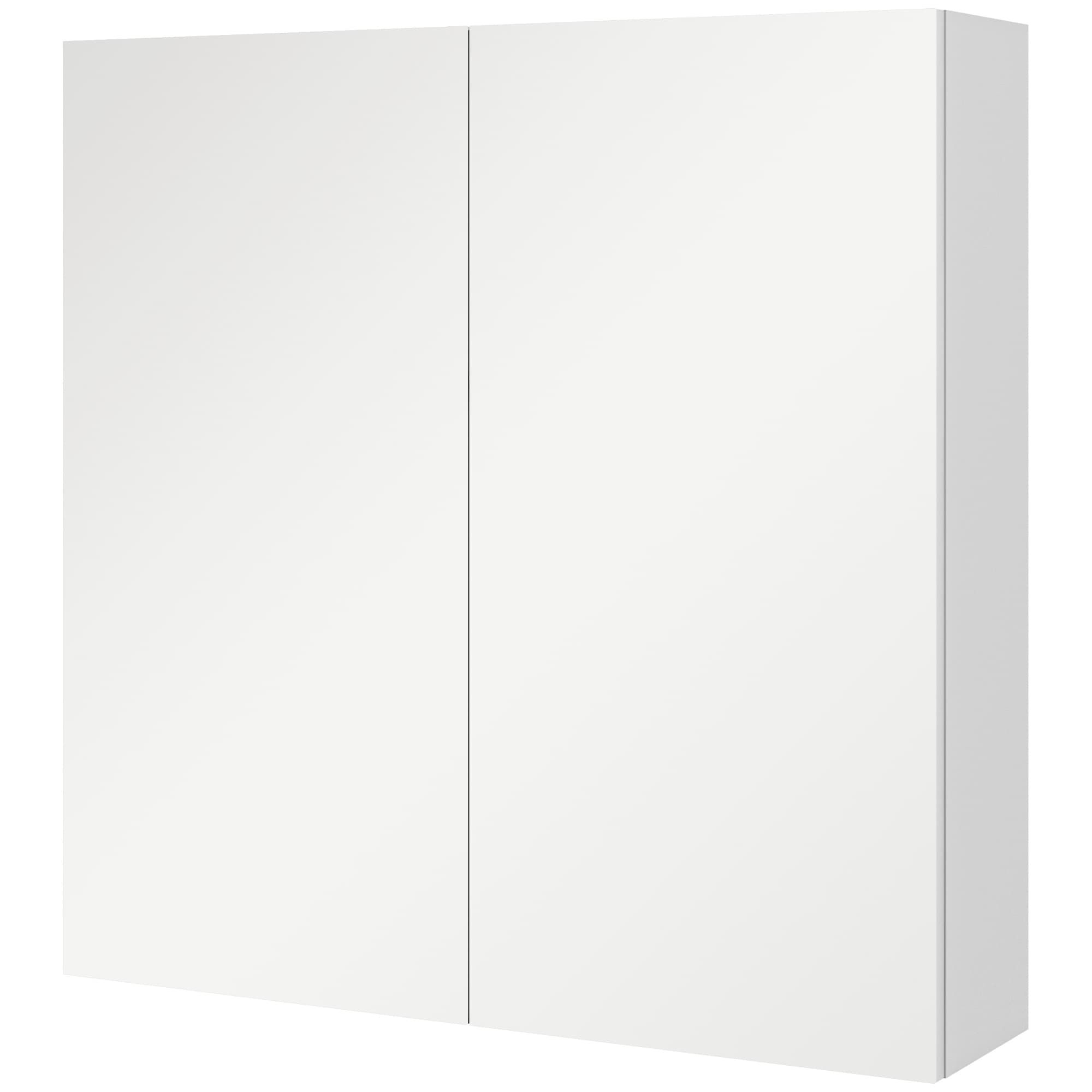 kleankin Armoire murale de salle de bain miroir placard de rangement 2 portes 3 niveaux étagère réglable 60 x 15 x 60 cm blanc