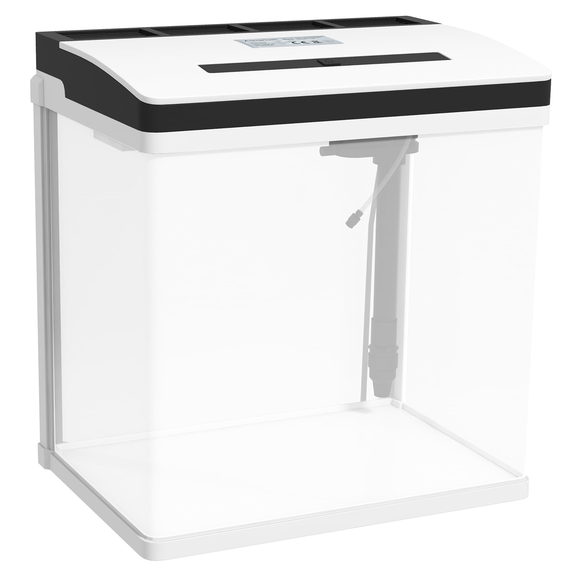 PawHut Aquarium en verre avec filtre couvercle et lumière LED pour poissons capacité 28L 38 x 26 x 39,5 cm blanc