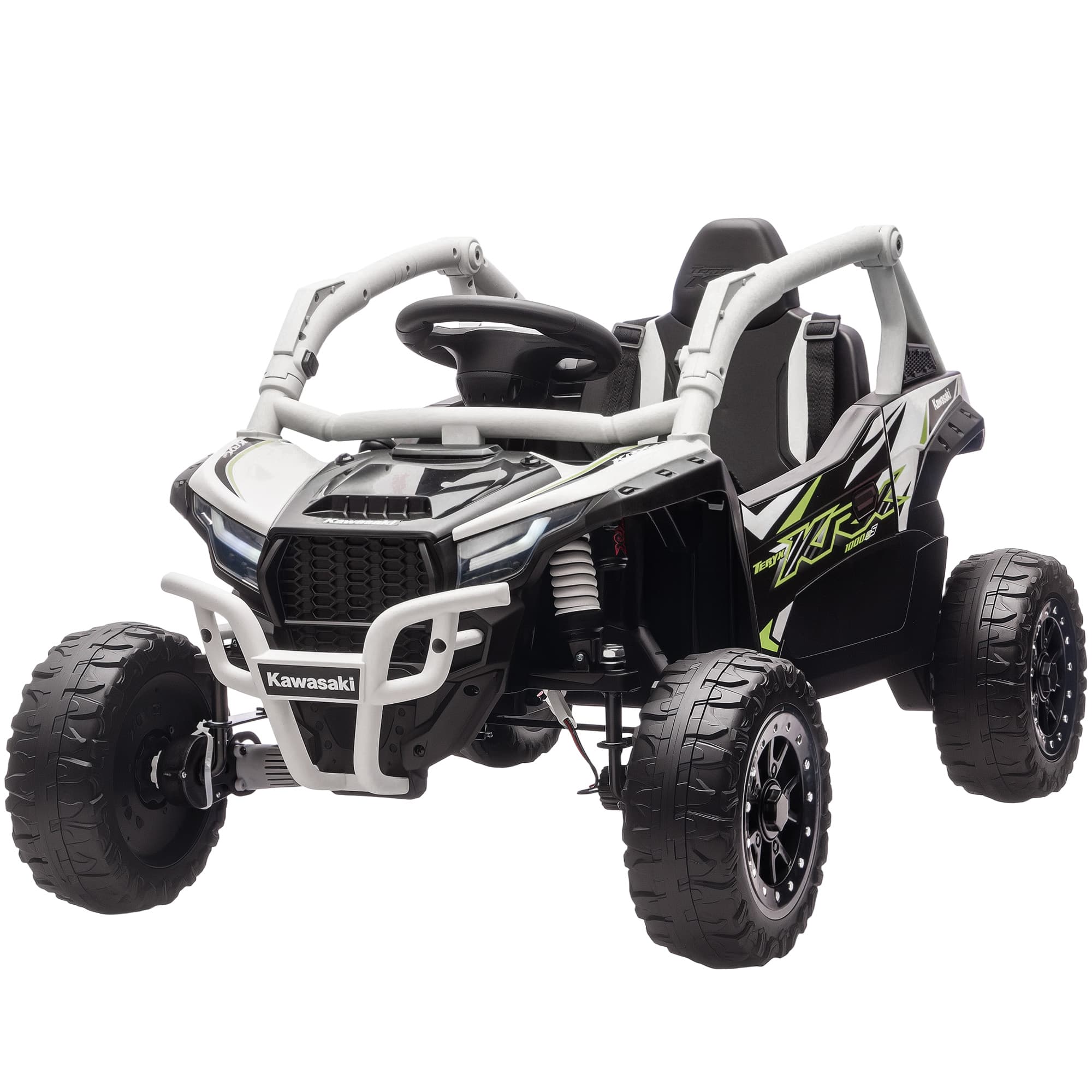 AIYAPLAY Véhicule tout-terrain électrique 12V pour enfants, télécommande, feux LED, musique, klaxon, pour enfants de 3-8 ans, Gris