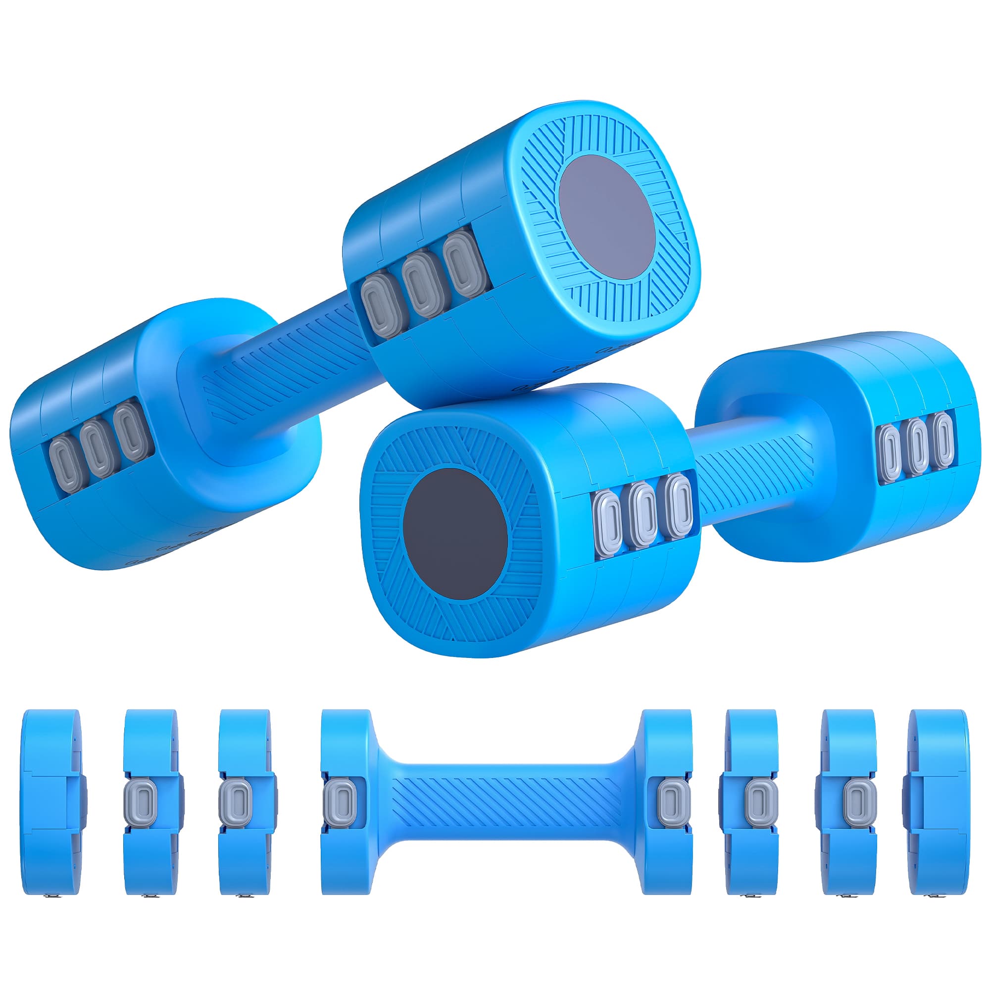 SPORTNOW Jeu d'Haltères Réglables 4 en 1 de 1/1,5/2/2,5 kg avec Poignées Antidérapantes et Design Carré pour Maison Salle de Sport