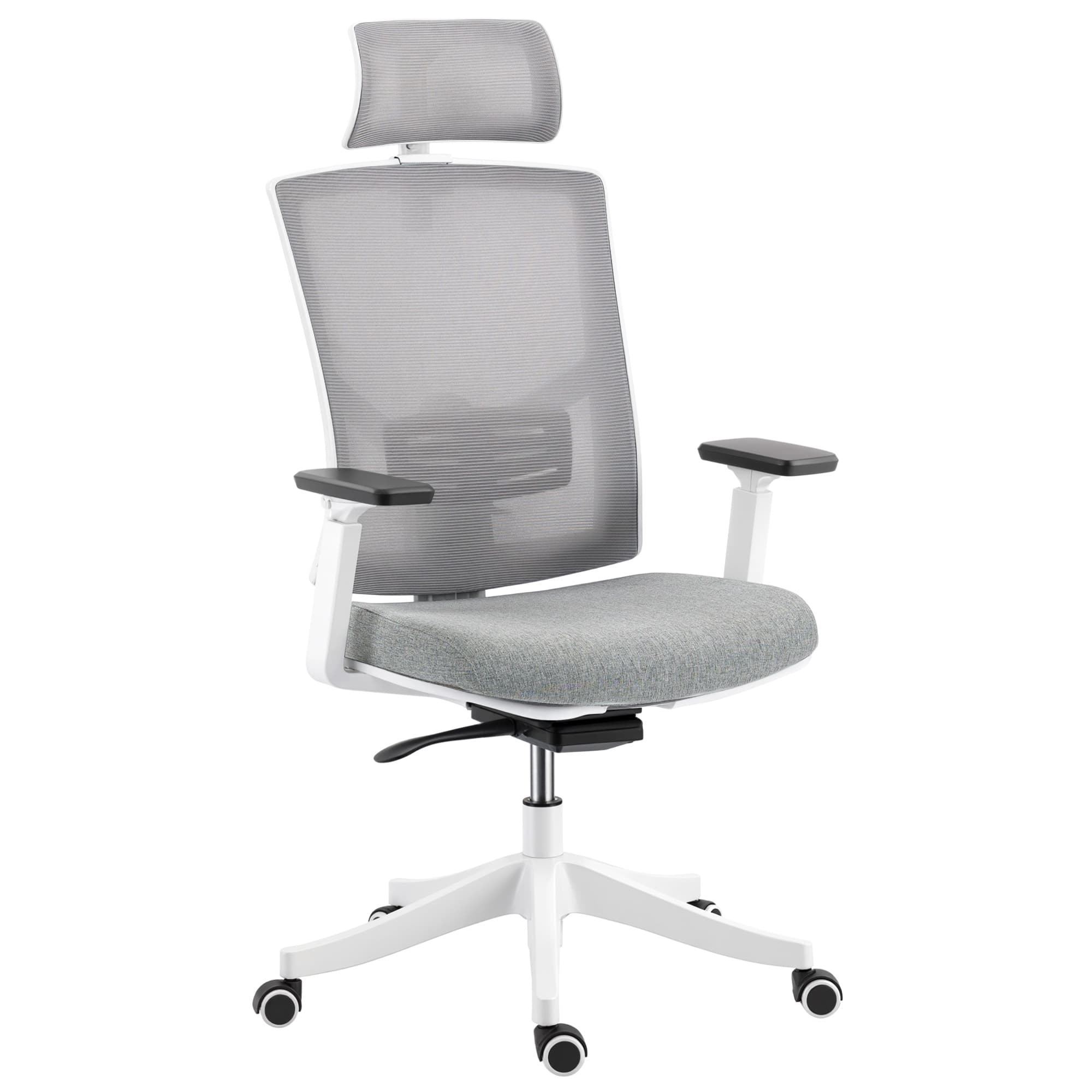 HOMCOM Chaise de bureau ergonomique et respirante avec soutien lombaire dynamique 4D, 64.5x62.5x112-122 cm, Multicolore
