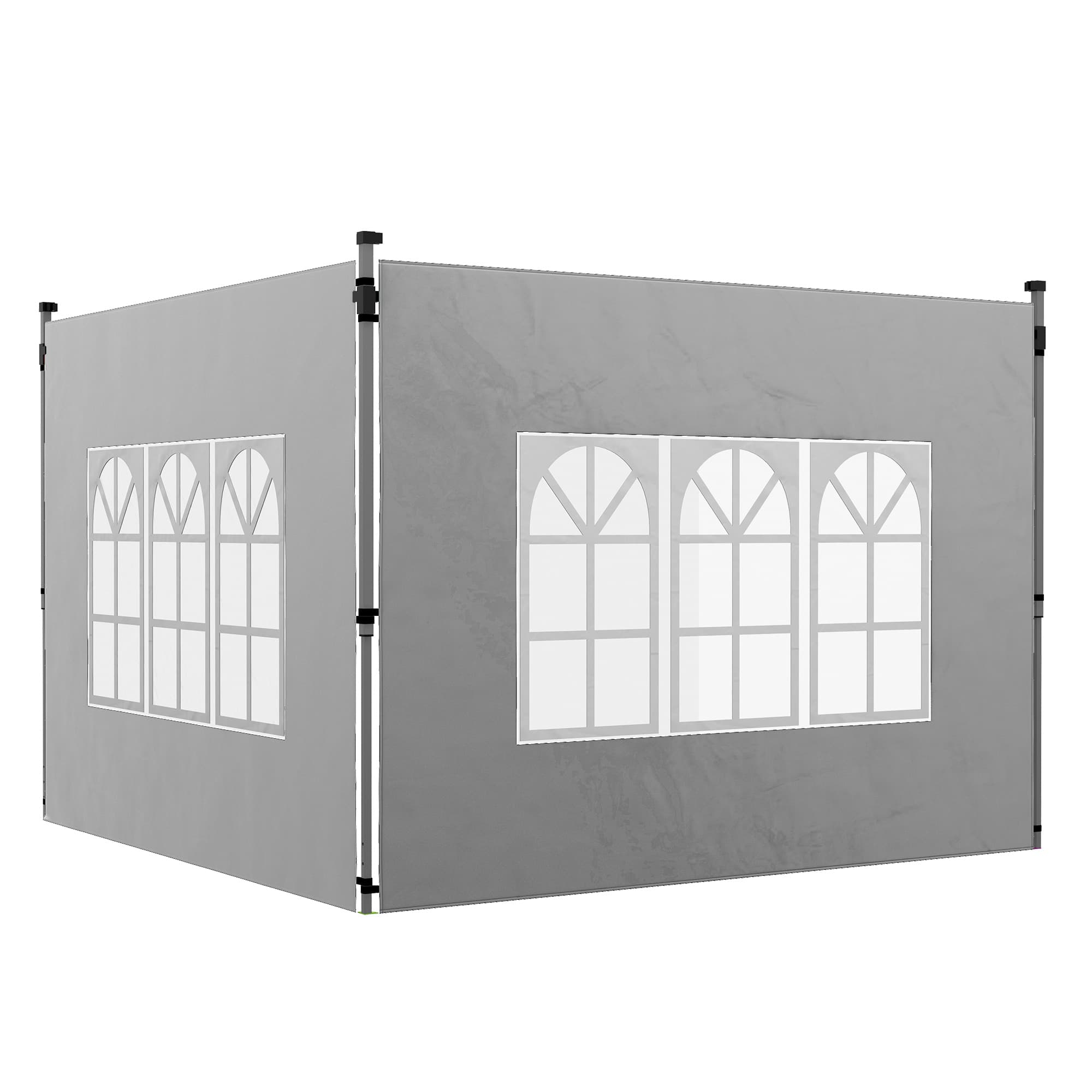 Outsunny Lot de 2 parois latérales pour tonnelle de 3 x 3 m/3 x 4 m panneau pour pavillon avec fenêtre 295 x 195 cm gris clair