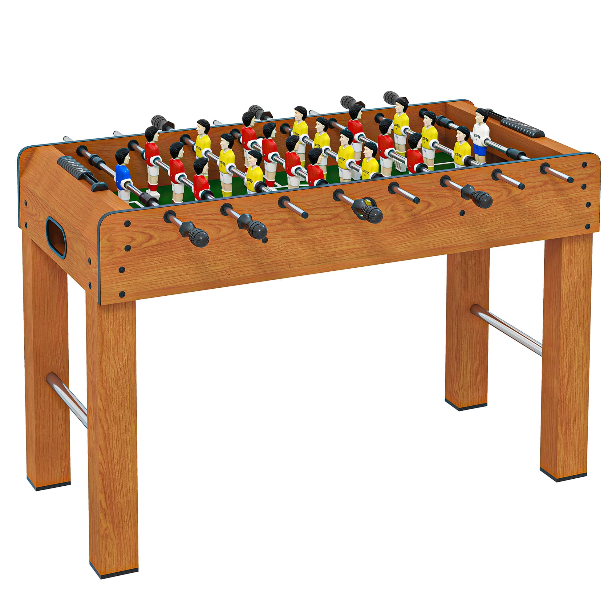HOMCOM Table de Baby-Foot Jeu de Football BabyFoot Adultes 22 Joueurs 2 Ballons 8 Barres de Joueurs en Acier Inoxydable MDF 122 x 61 x 80 7 cm