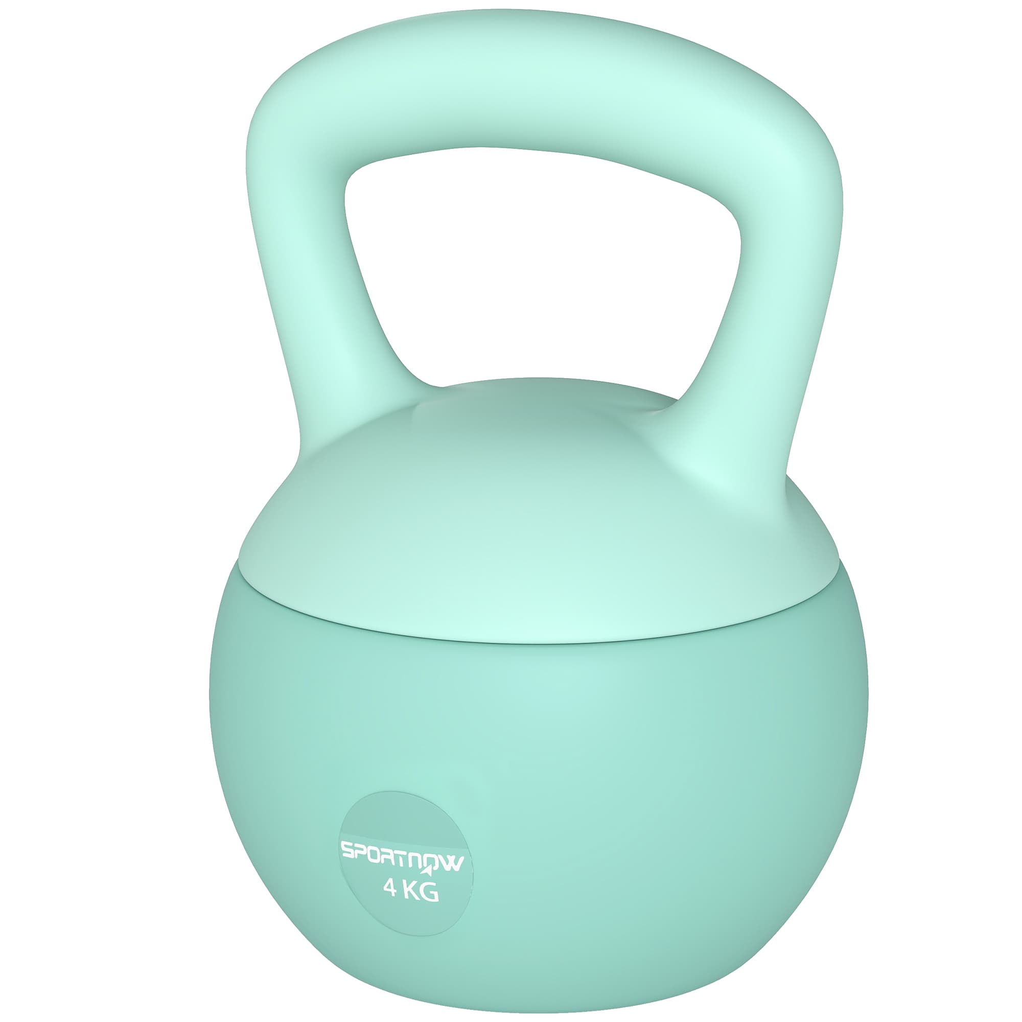 SPORTNOW Kettlebell 4 kg remplie de sable métallique avec poignée antidérapante pour entraînement à domicile 19x15x25 cm Vert