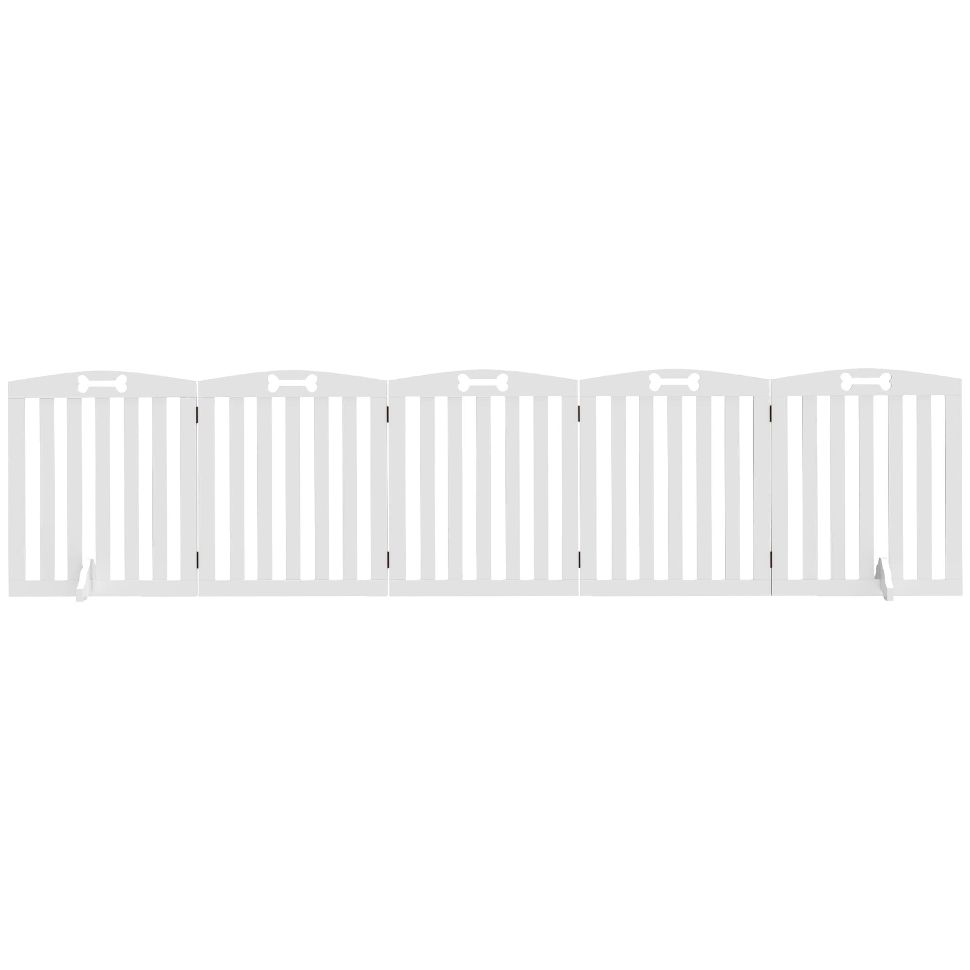 PawHut Barrière autoportante pour chien avec pieds de support, pour encadrements de porte, couloir, escalier, 258 x 30 x 61 cm, Blanc
