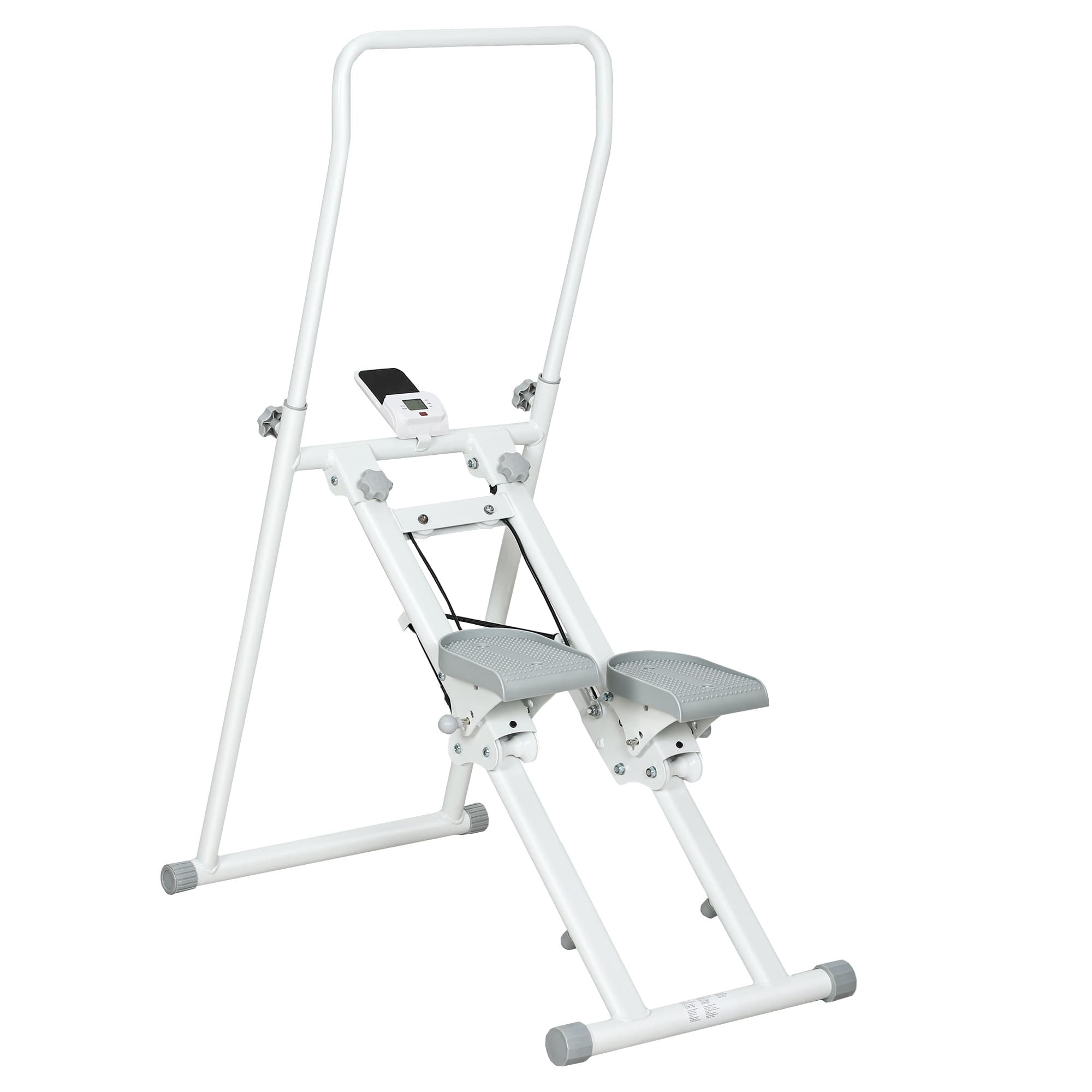 SPORTNOW Stepper Vertical Climber Pliable avec Poignée Réglable, Pédales Antidérapantes et Moniteur LCD, Blanc