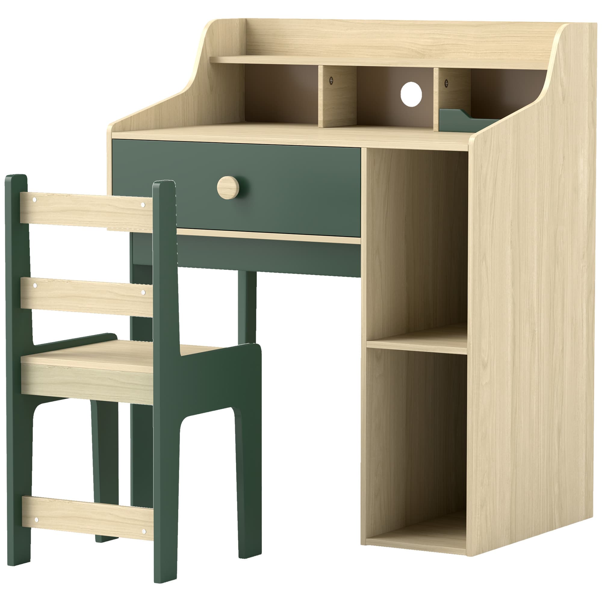AIYAPLAY Ensemble bureau et en bois, MDF vert incl. avec garde-corps Aosom France
