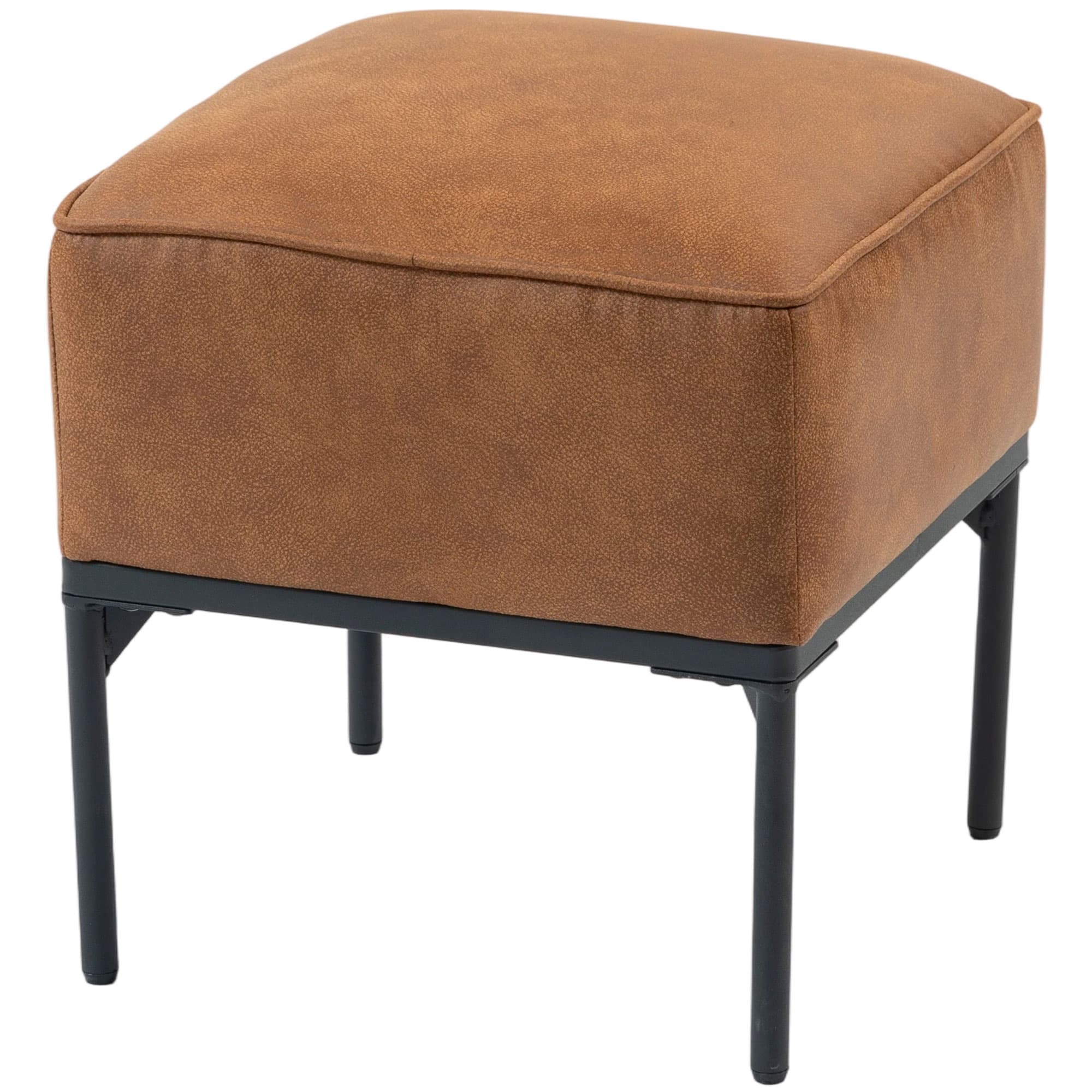 HOMCOM Repose-pieds Salon Tabouret Bas Tapissé en PU avec Pieds en Acier Rembourrage Épais Ottomane pour Canapé Marron