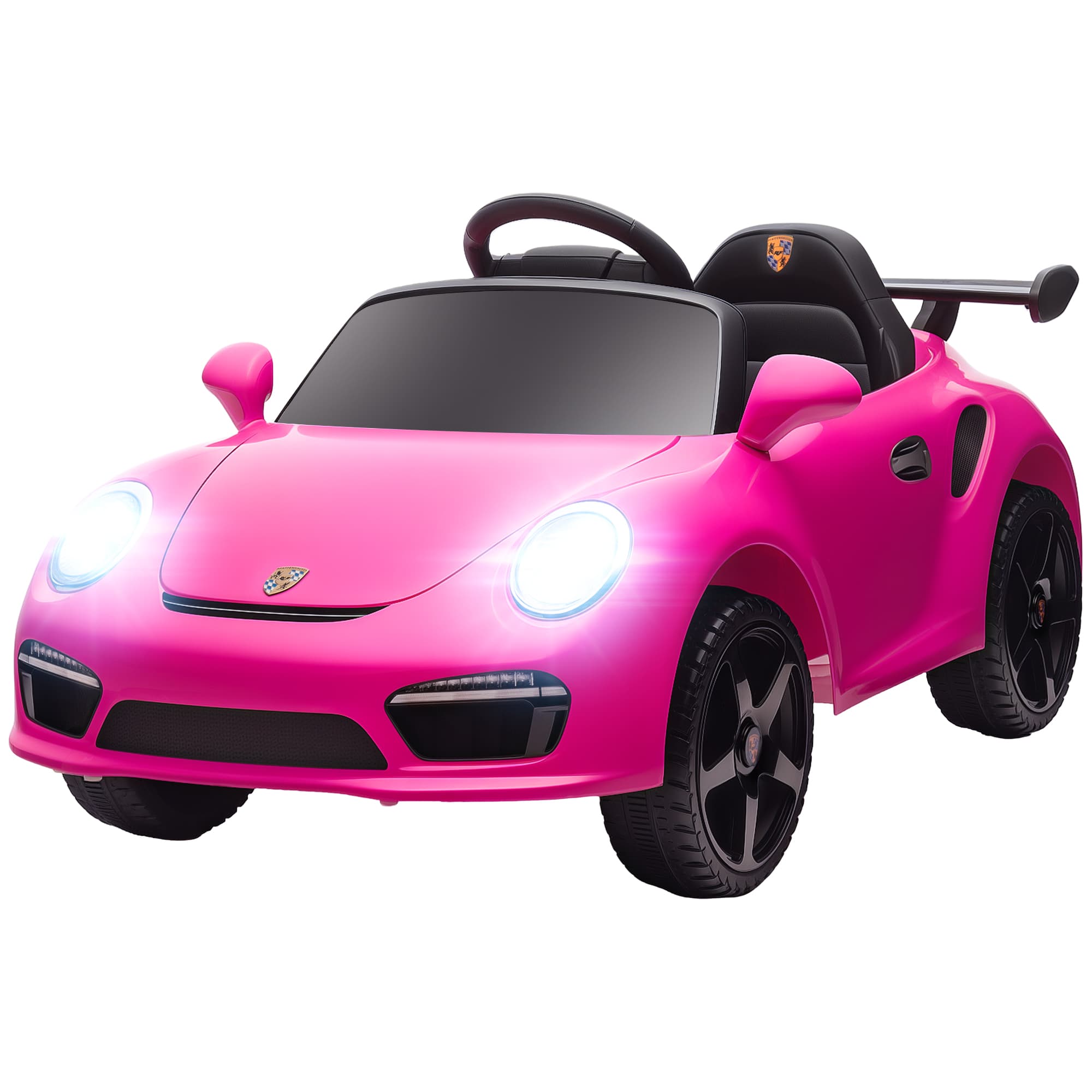 AIYAPLAY Voiture électrique de police pour enfants avec télécommande, double moteur, sirène, roues auxiliaires, musique et phares, Rose