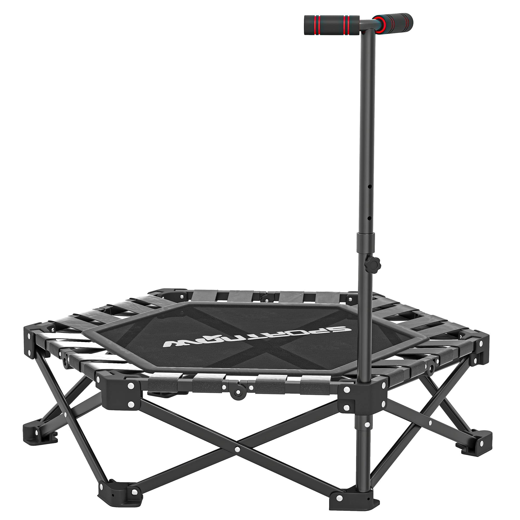 SPORTNOW Trampoline de Fitness Pliable 104 cm avec Barre Réglable en 3 Hauteurs Cadre Métallique Renforcé et Sac 104x104x114 cm