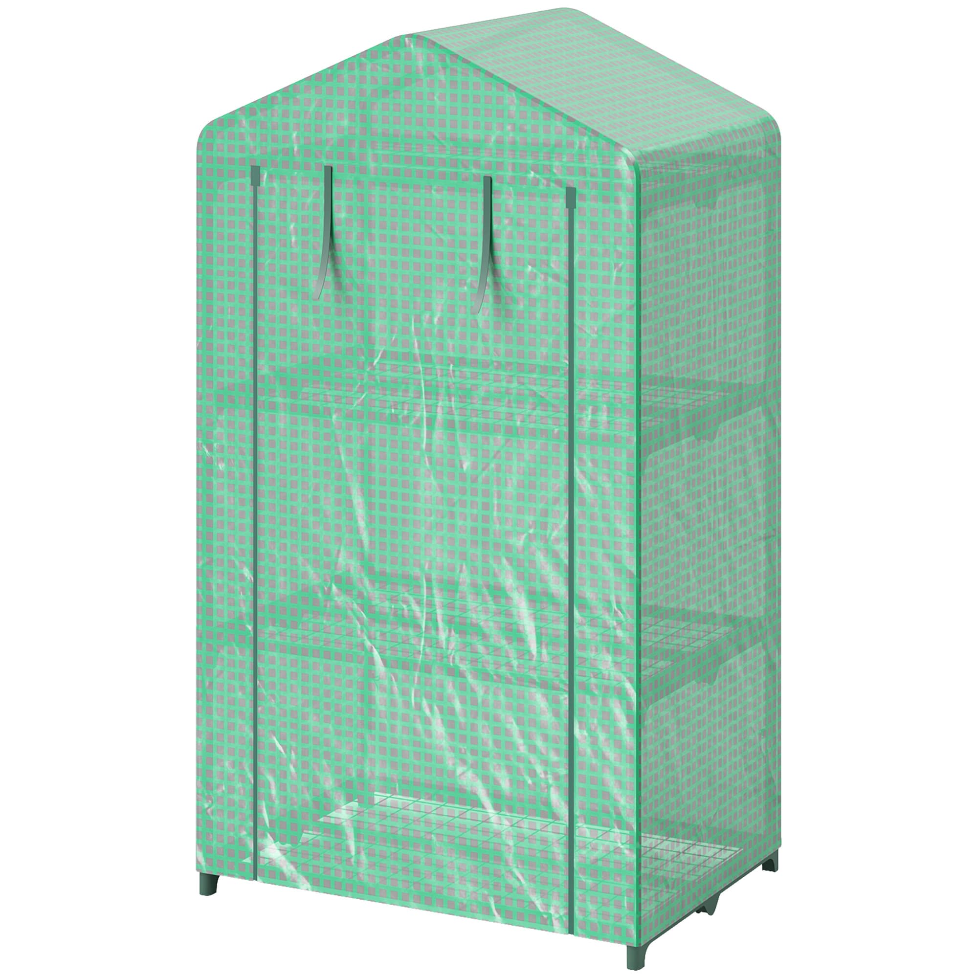 Outsunny Serre de Jardin 3 Niveaux Porte Enroulable Cadre Métallique Housse en PE Anti-UV 69x49x125 cm Vert