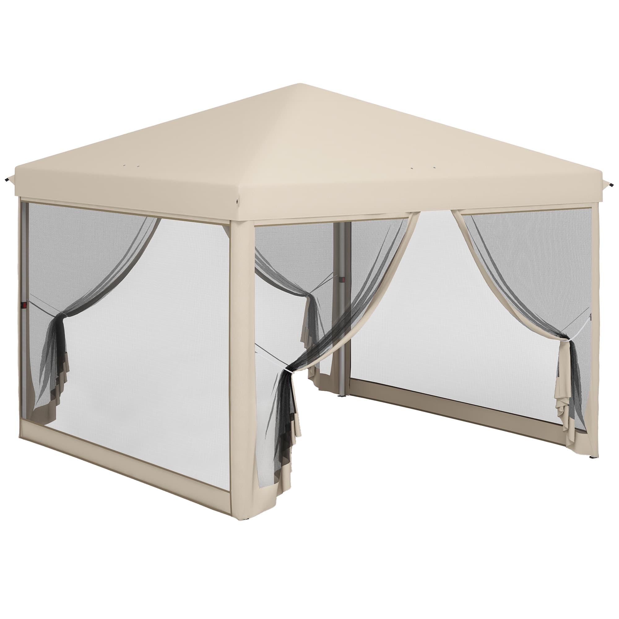 Outsunny Tonnelle Barnum Pliant Pop-up imperméabilisé Style Colonial 3L x 3l x 2,65H m 4 moustiquaires + Sac de Transport