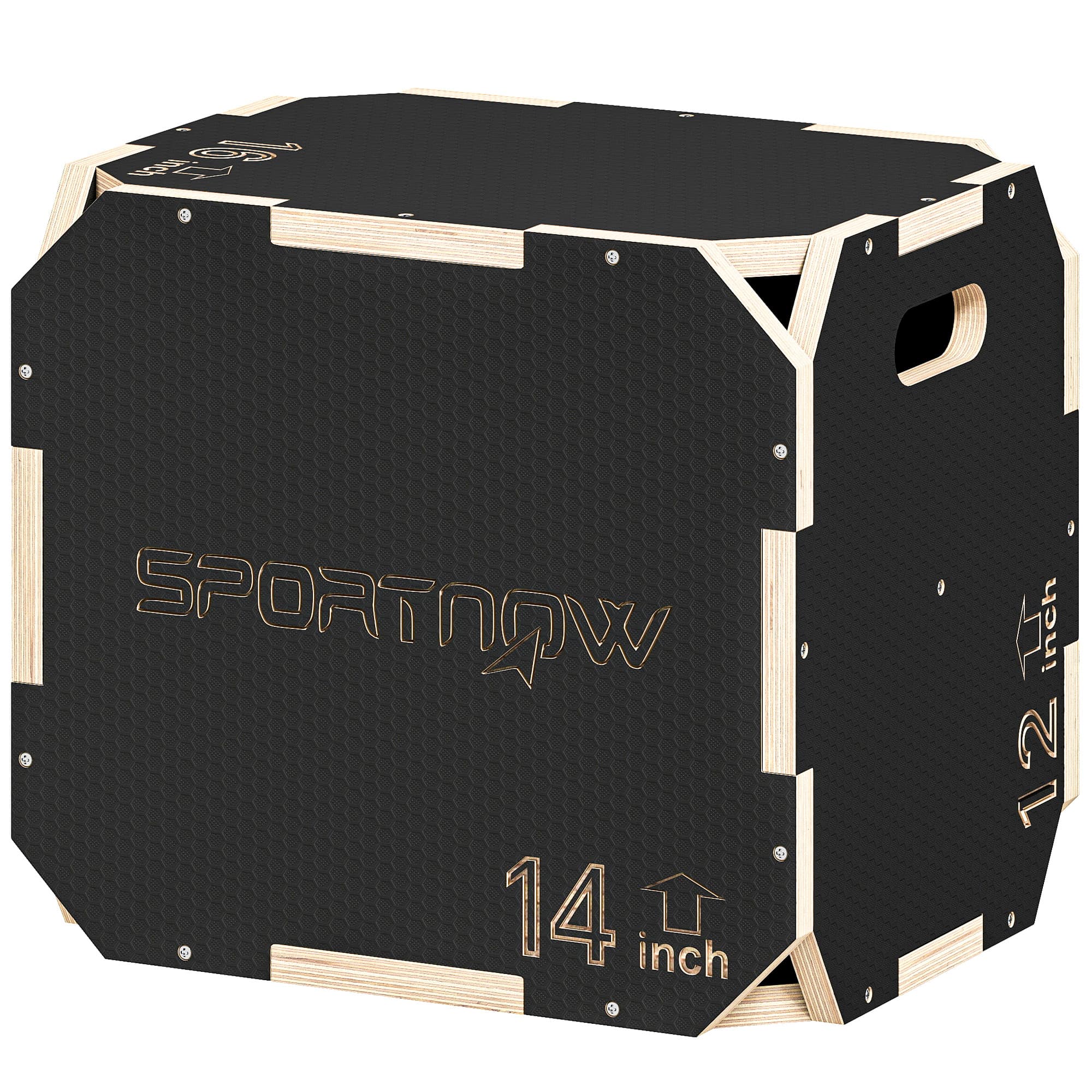 SPORTNOW Caisse pliométrique en bois 3 en 1 avec 3 hauteurs différentes Poignées sans arêtes Entraînement de saut 41x36x31 cm Noir