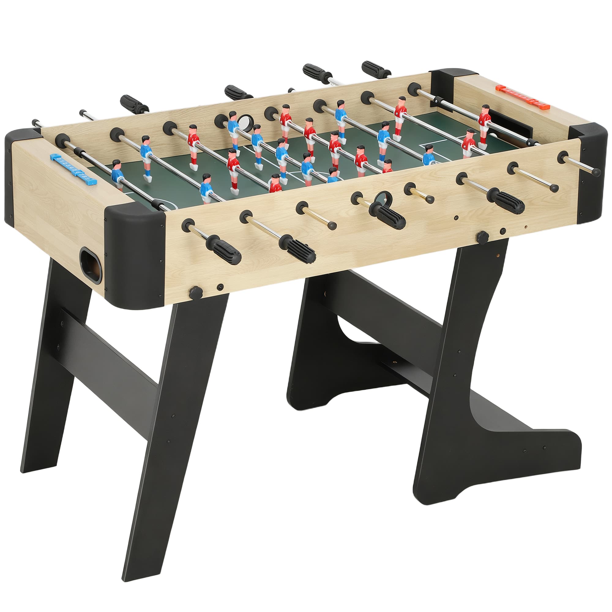 SPORTNOW Baby-foot pliable avec poignées antidérapantes, 2 balles et marqueur de score, Vert et couleur Bois