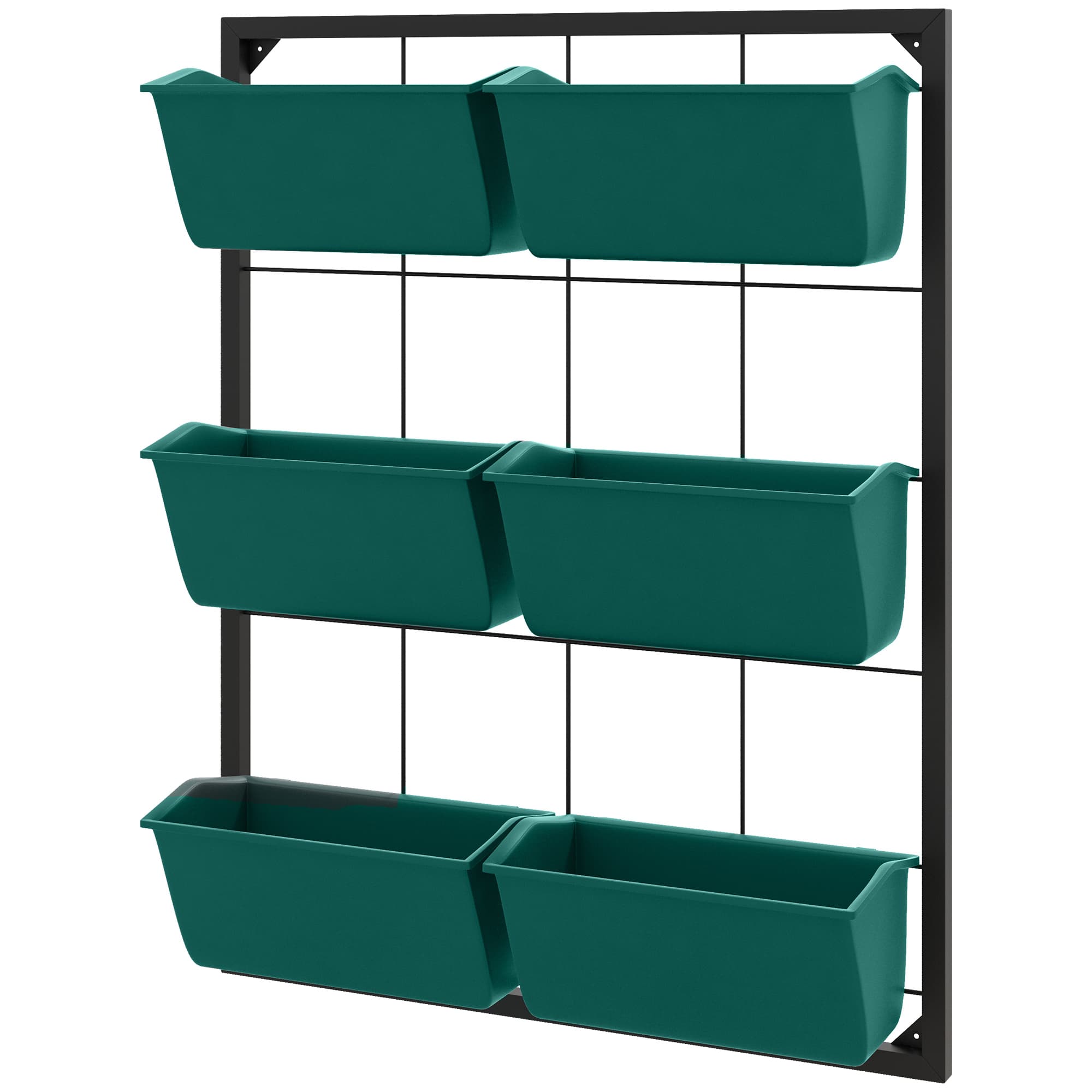Outsunny Potager vertical mural à 3 niveaux avec 6 pots, en acier et plastique, 52x14x66 cm, Vert