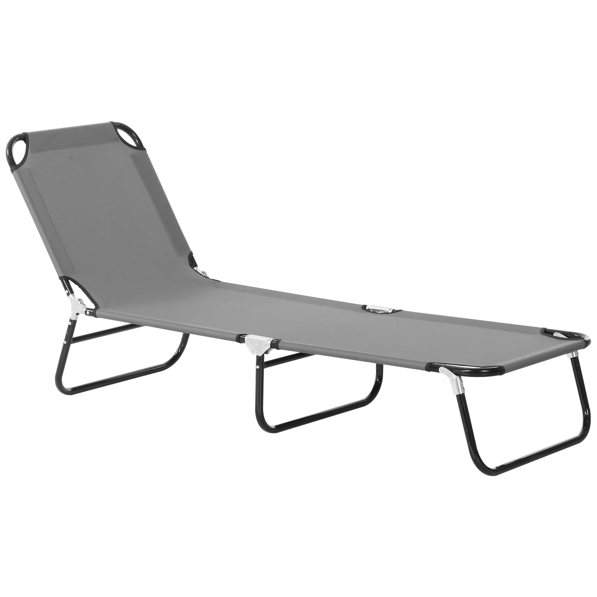 Outsunny Transat de Jardin Pliable avec Dossier Réglable, Acier et Tissu Oxford, 188x56x28cm, Gris