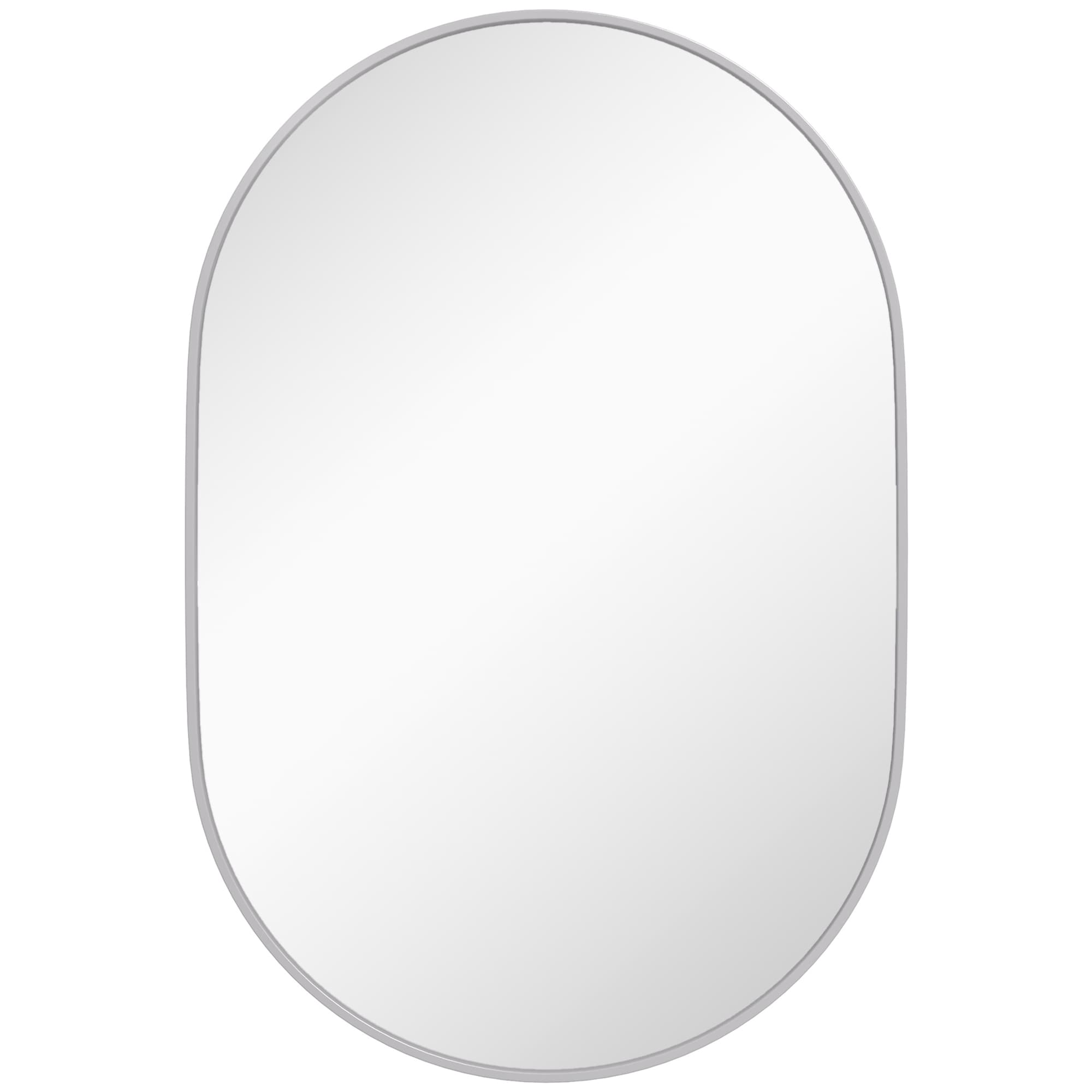 HOMCOM Miroir Salle de Bain Ovale Mural avec Cadre en Aluminium, Vertical ou Horizontal, 60x90 cm, Argent