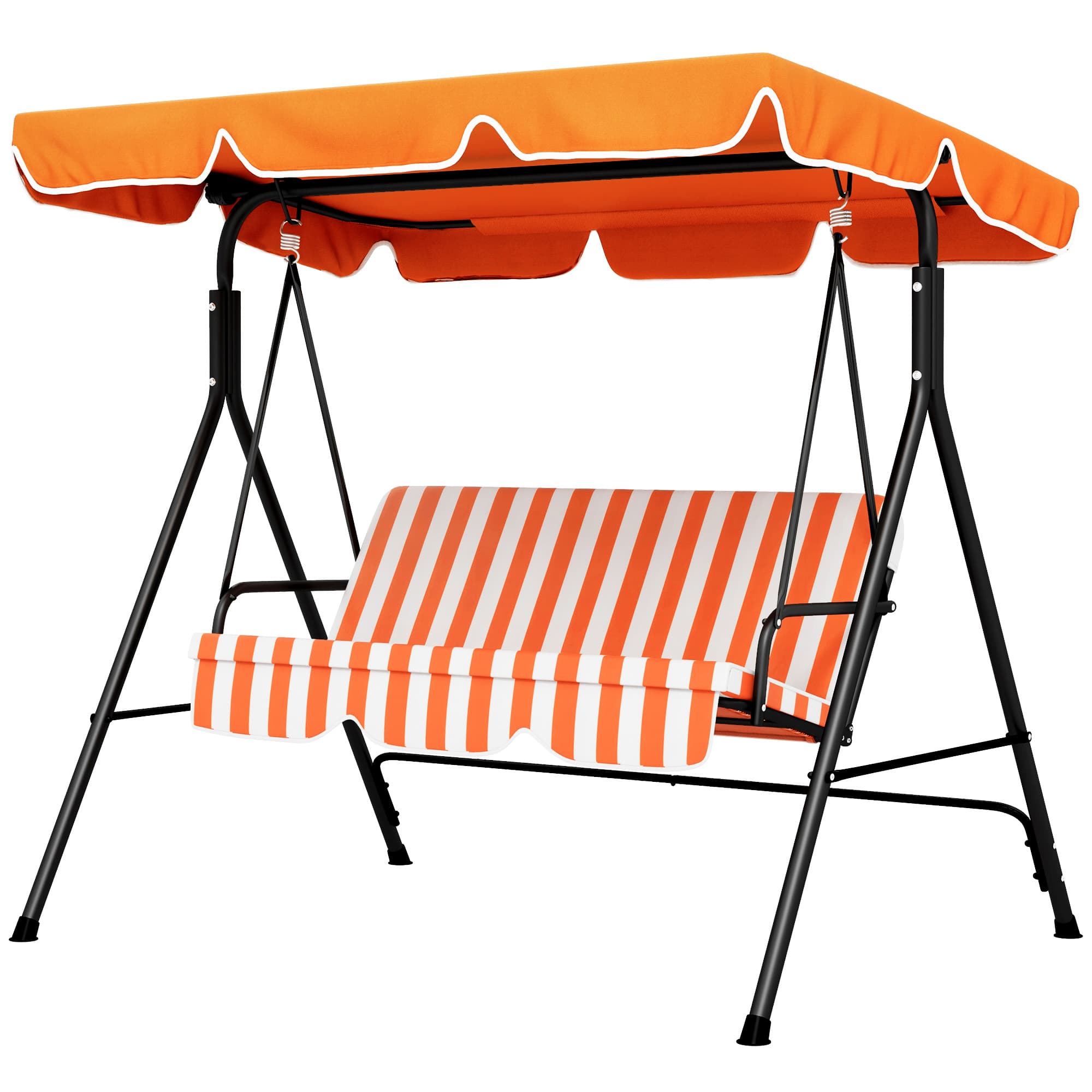 Outsunny Balancelle de jardin extérieure 3 places avec auvent réglable et cadre en acier 172x110x153 cm Orange