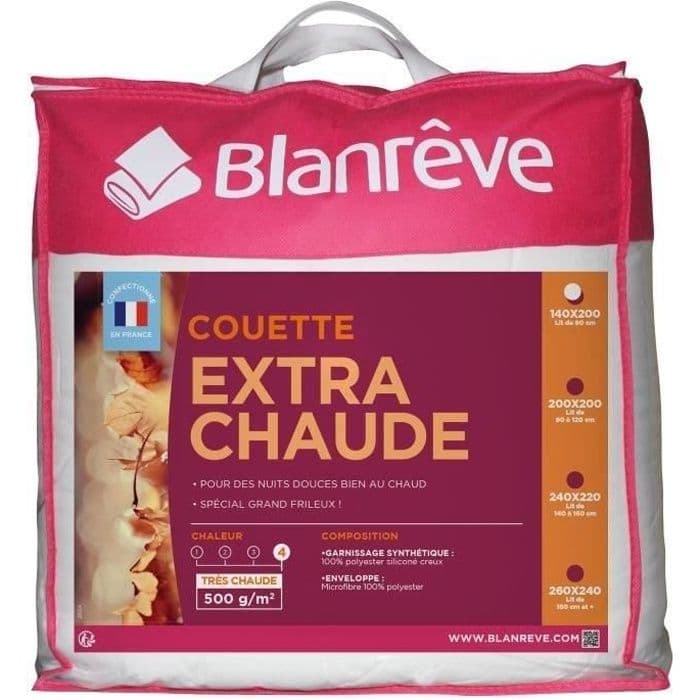 Couette Extra Chaude Microfibre - BLANREVE - 140 x 200 cm - Blanc