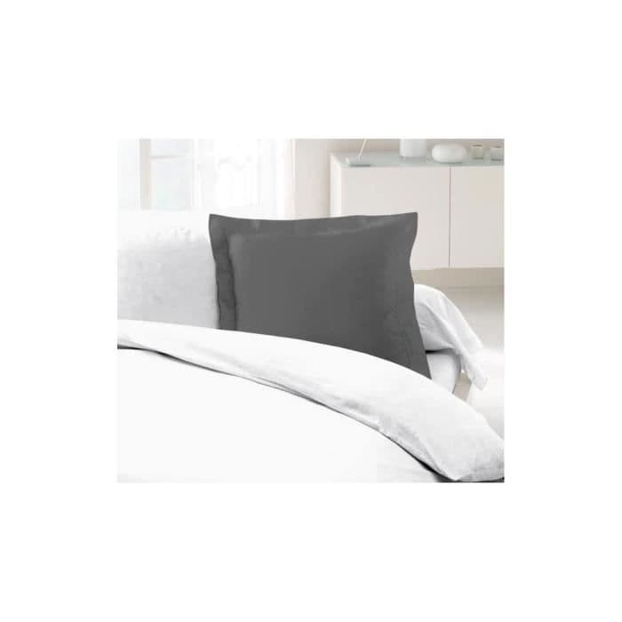 LOVELY HOME Lot de 2 Taies d'Oreillers 100% coton 63x63 cm - Gris foncé