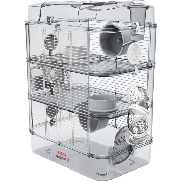 ZOLUX Cage sur 3 étages Rody3 trio - Pour hamsters, souris et gerbilles - L 41 x p 27 x h 53 cm - Blanc