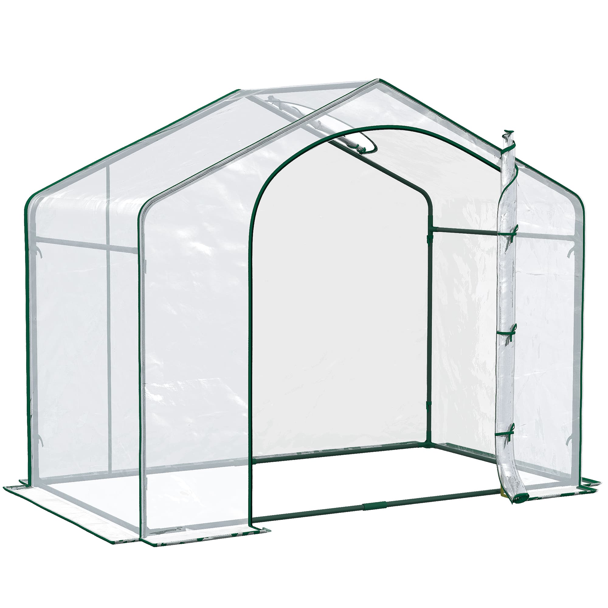 Outsunny Serre extérieure avec entrée zippée et prise d'air supérieure, en plastique et acier, 180x100x152 cm, Transparent