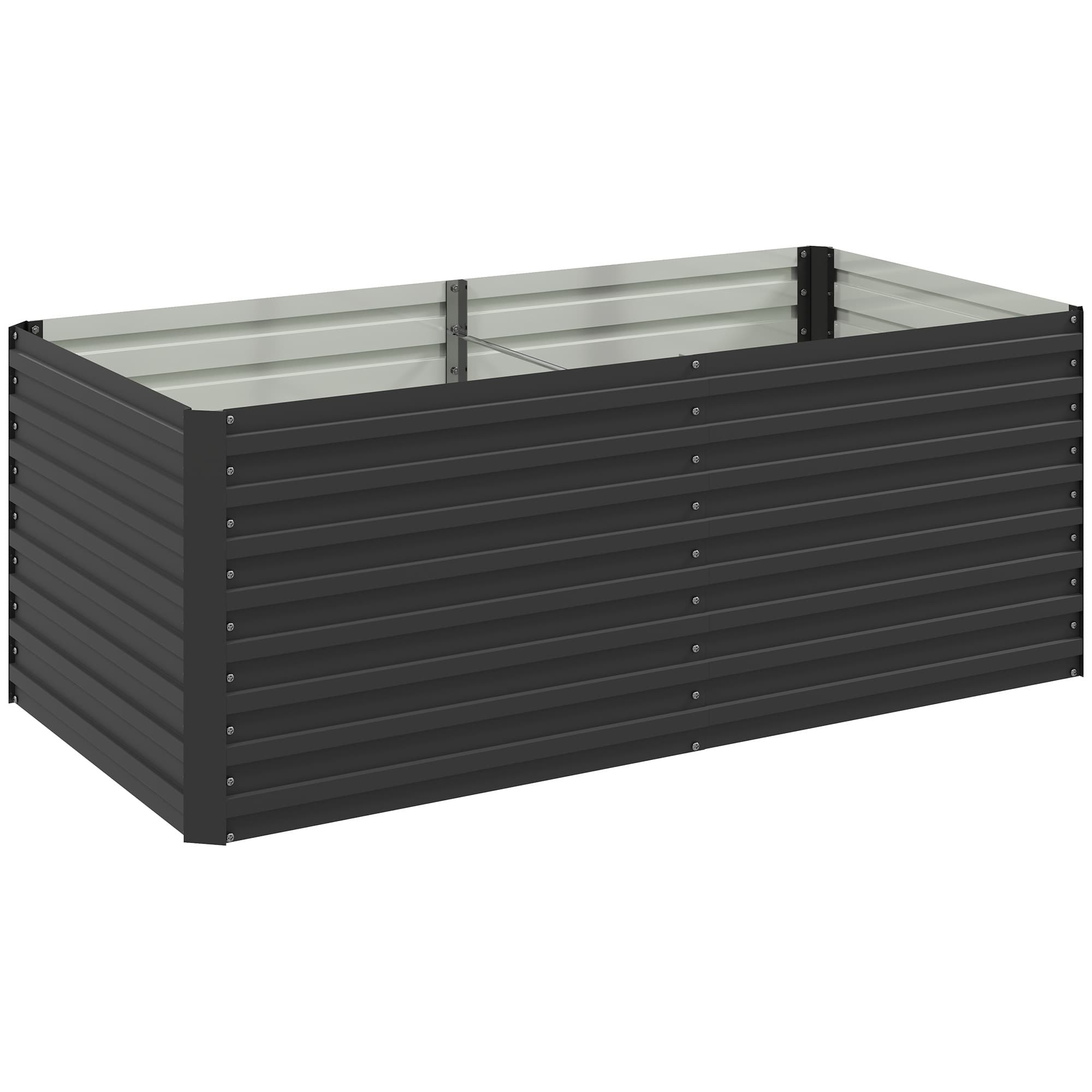 Outsunny Jardinière surélevée Jardin potager balcon galvanisée rectangulaire pour l'extérieur - fond ouvert - 160x80x60 cm, gris Aosom France