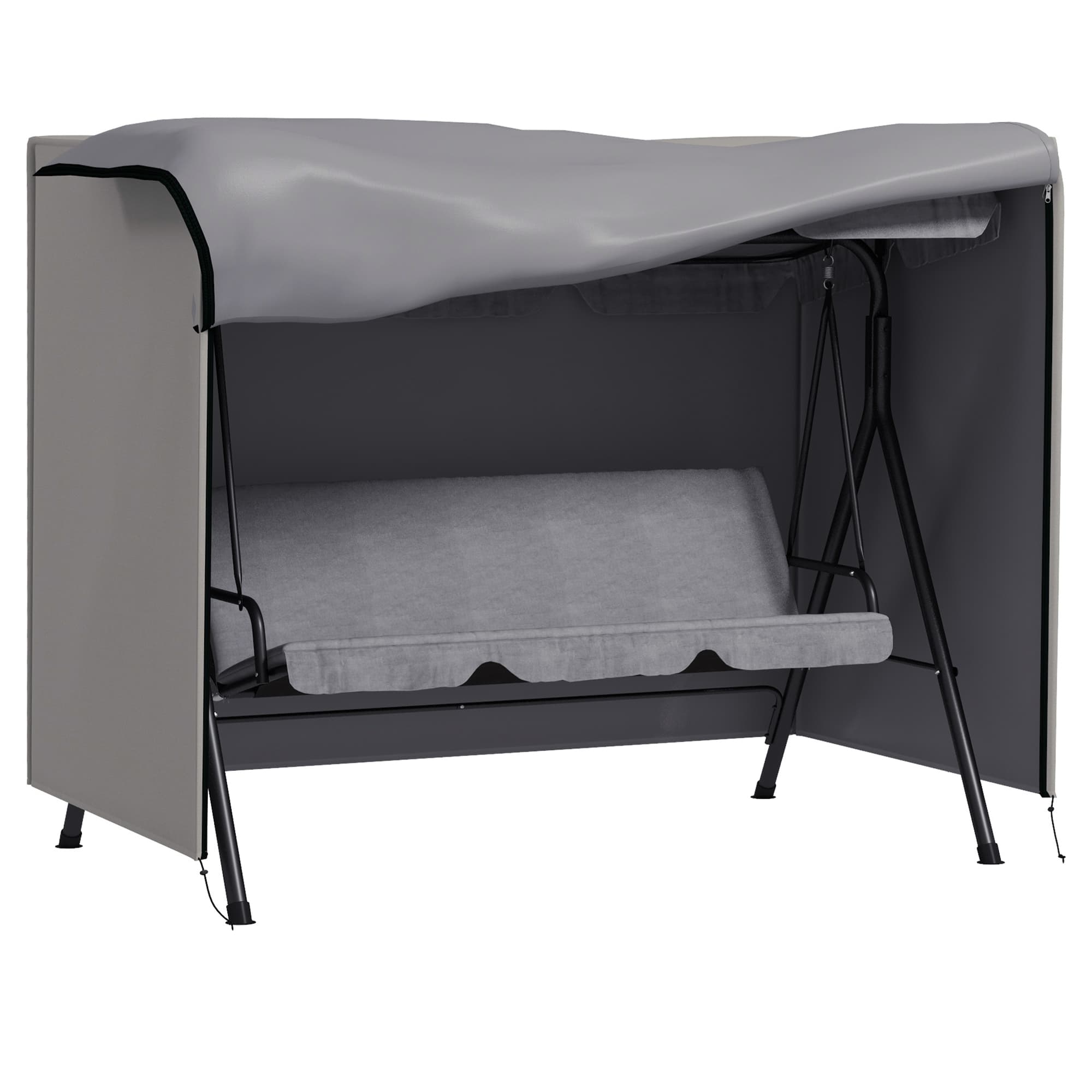 Outsunny Housse de Protection balancelle de Jardin 3 Places bâche étanche dim. 2,05L x 1,24l x 1,64H m Polyester Gris