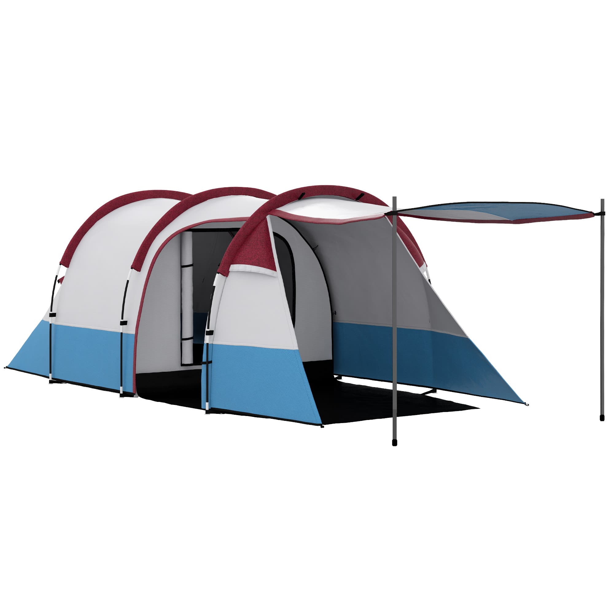 Outsunny Tente de camping tente tunnel 2-3 per. avec porche légère ventilée étanche 2000 mm 3 portes sac de transport inclus