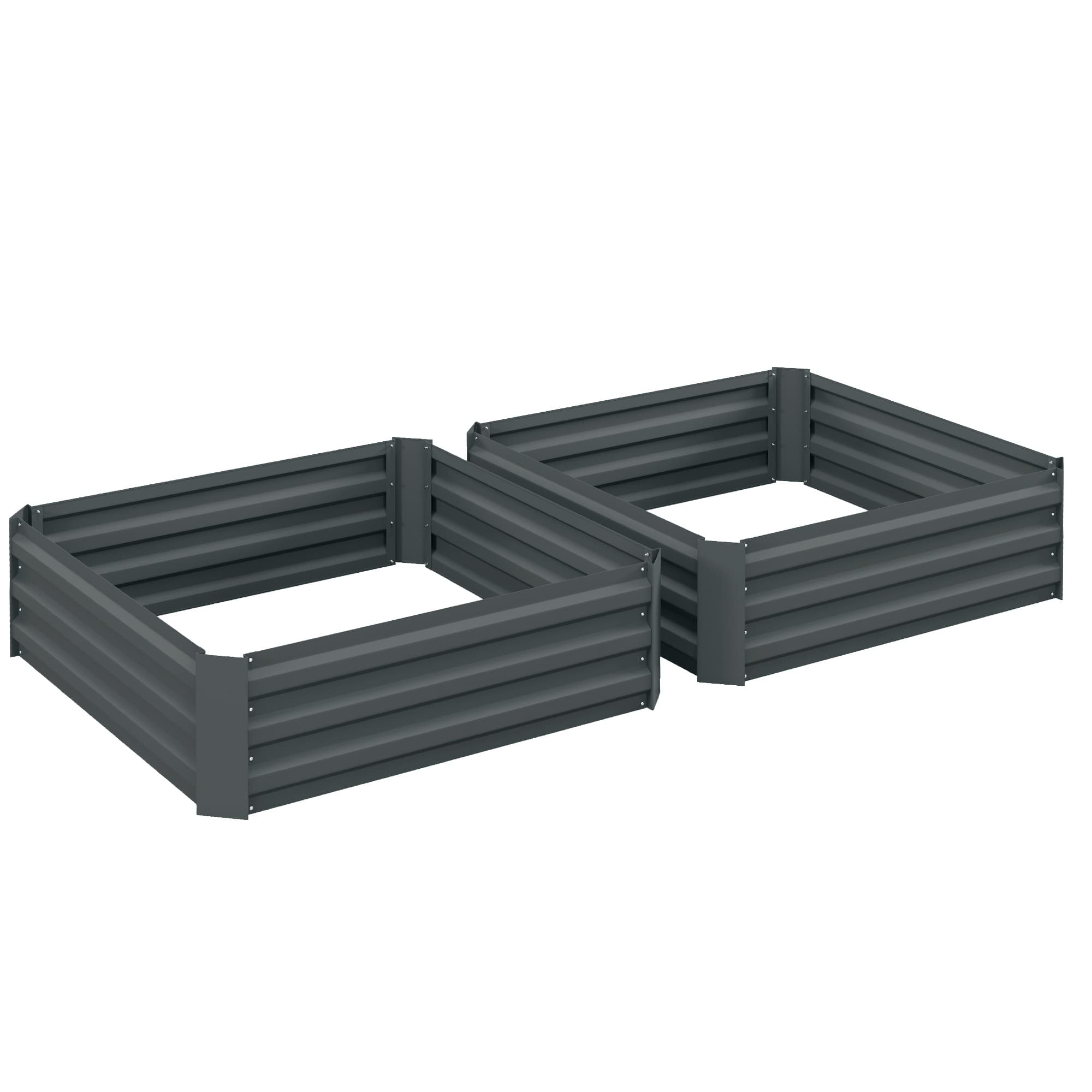Outsunny Lot de 2 carré potager de jardin dim. 100L x 100l x 30H cm - tôle d'acier ondulée vert