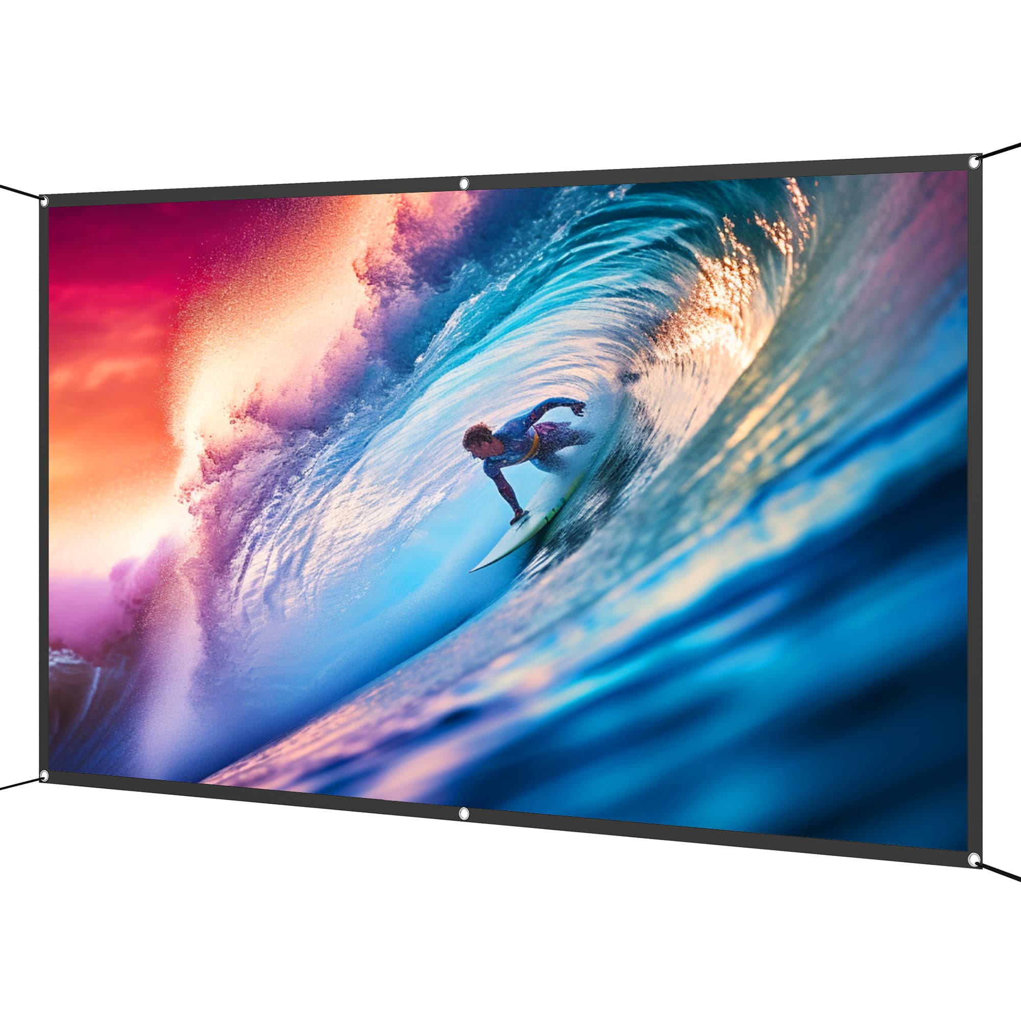 HOMCOM Écran de projection manuel 254 cm format 16:9 HD 4K/8K pour intérieur et extérieur blanc