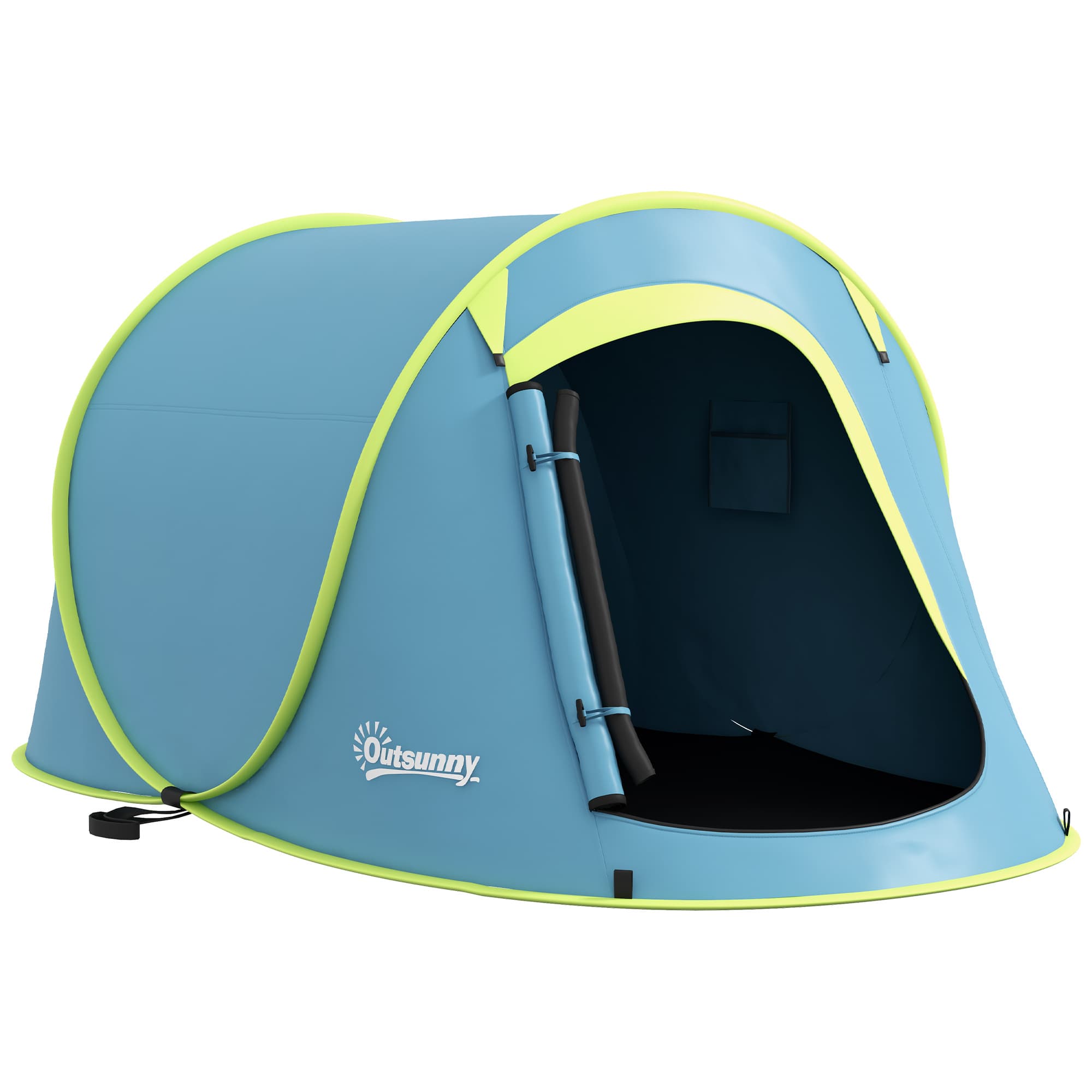 Outsunny Tente de camping 2-3 personnes étanche 2000 mm avec sac de transport pour la randonnée 245x148x105 cm Bleu