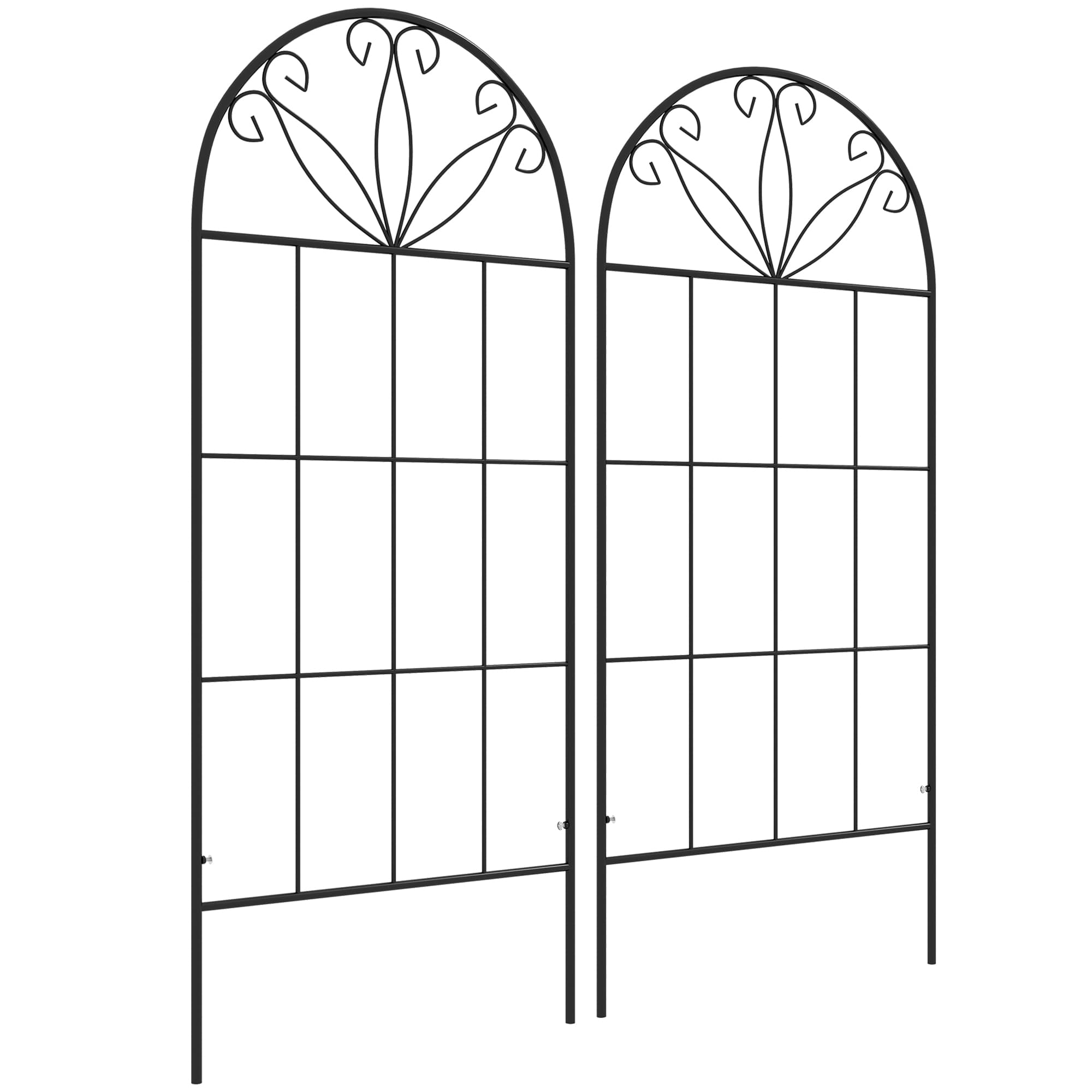 Outsunny Treillis de jardin lot de 2 support pour plantes grimpantes en métal - 51 x 120 cm noir