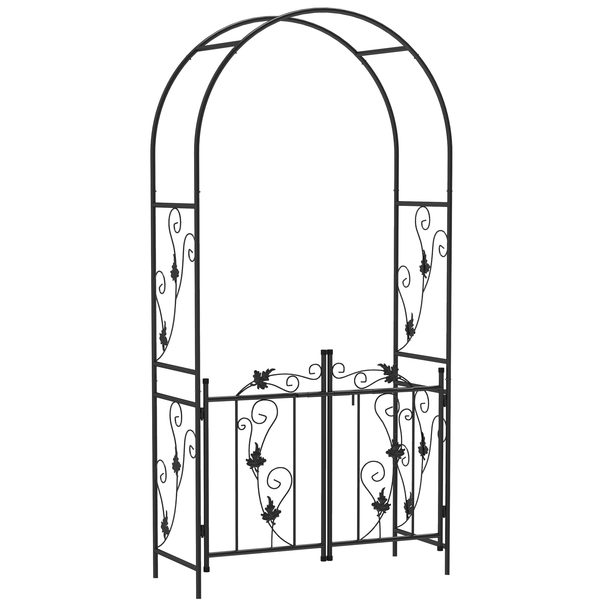 Outsunny Arche de jardin en acier arceau à rosiers avec double porte pour décoration de cérémonie 107 x 45 x 217 cm noir