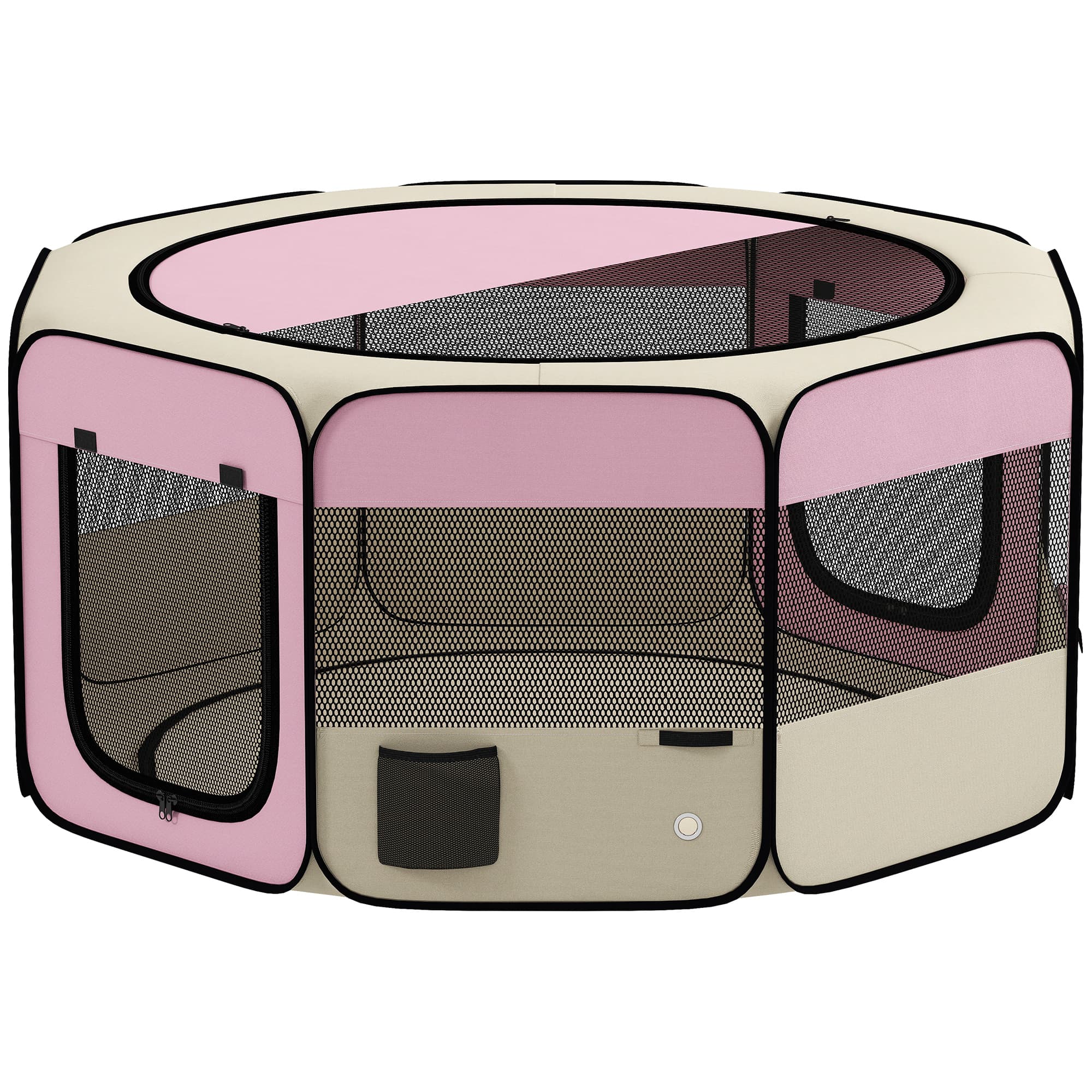 PawHut Parc Pliable pour Chiens et Chats Enclos Portable pour Petits Animaux Imperméable en Tissu Oxford Ø120x58cm Rose