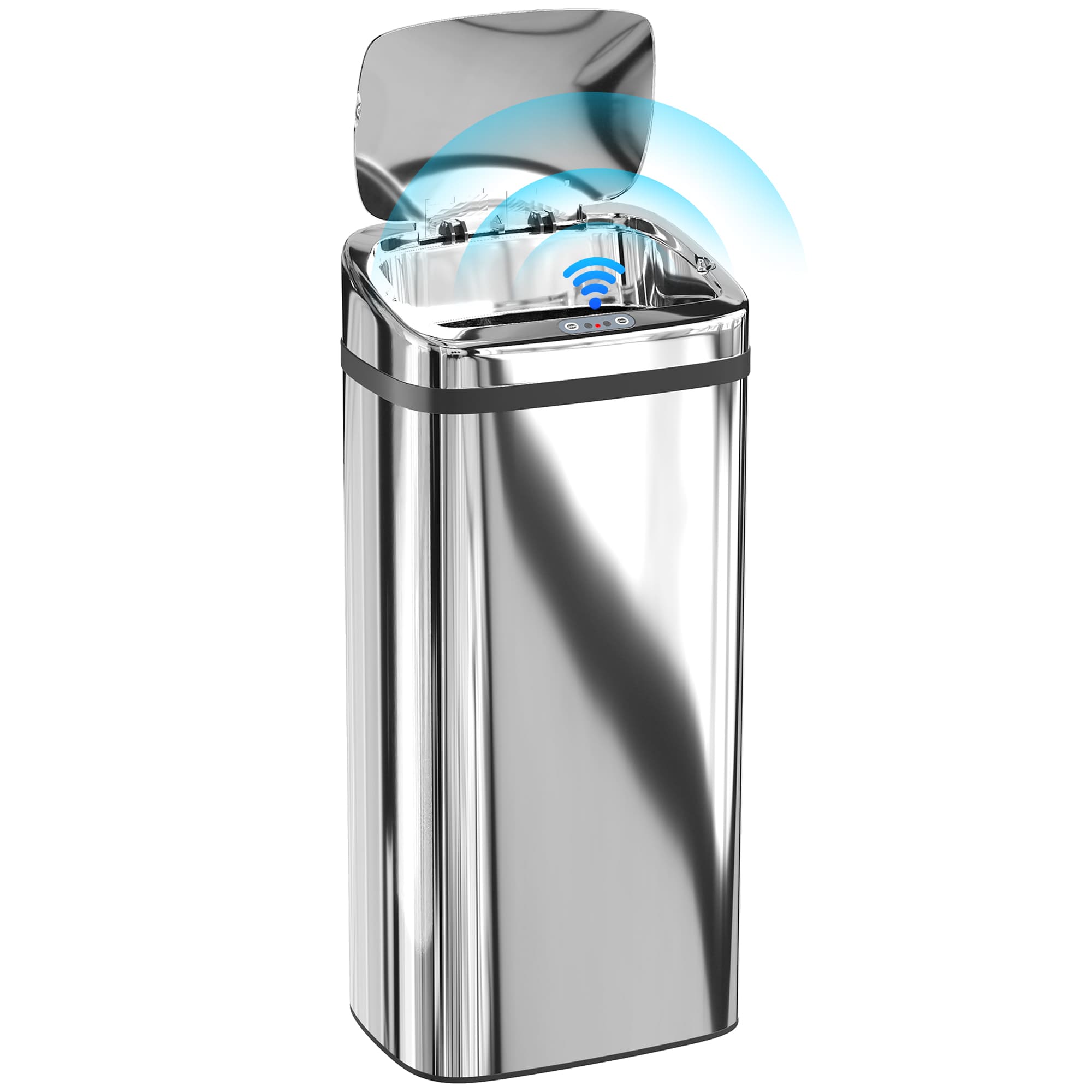 HOMCOM Poubelle 40 L avec capteur pour ouverture et fermeture automatiques, 33x25x70 cm, Argent