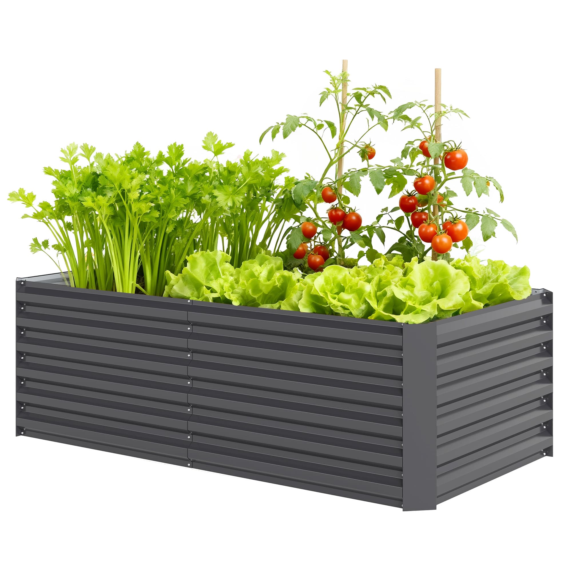 Outsunny Bac à potager surélevé avec fond ouvert et bords arrondis, 180x90x57.5 cm, Gris foncé