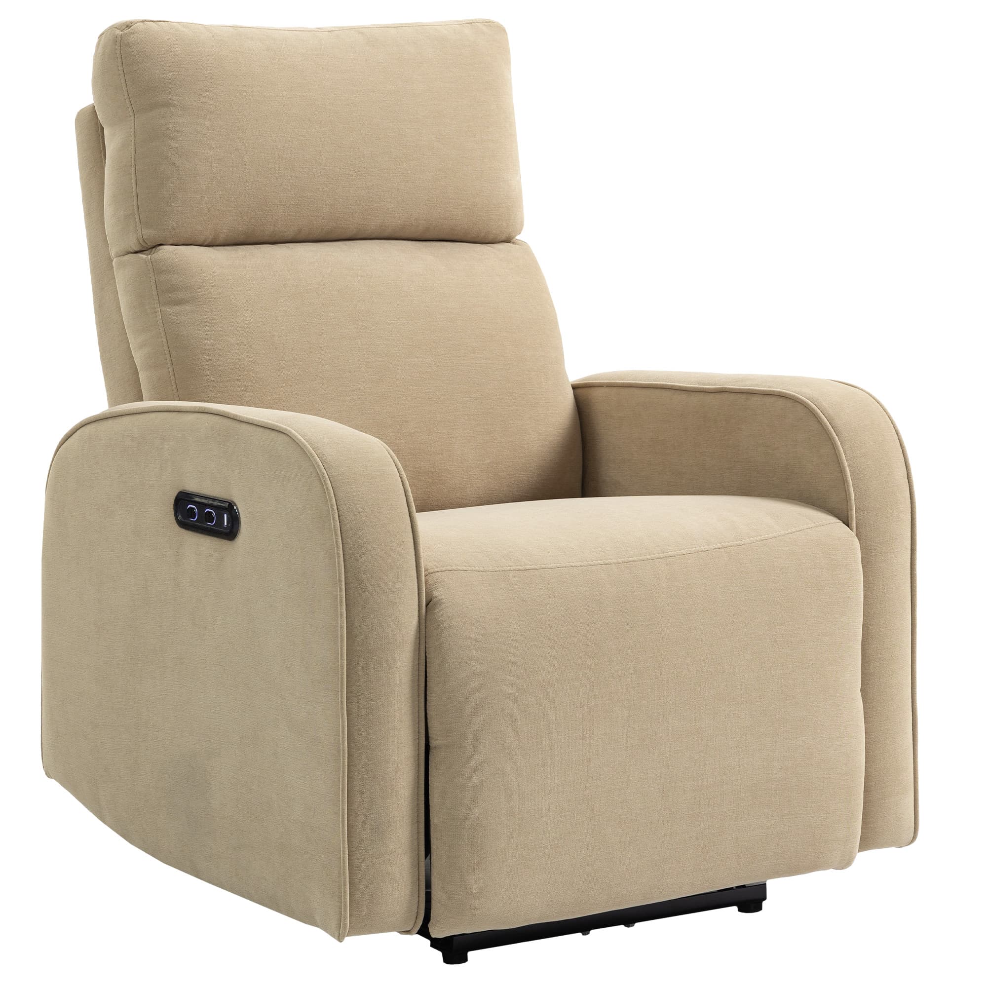 HOMCOM Fauteuil Relax Électrique en Chenille avec Repose-pieds, Appui-tête Réglable et Prises, 80x93x103 cm, Beige