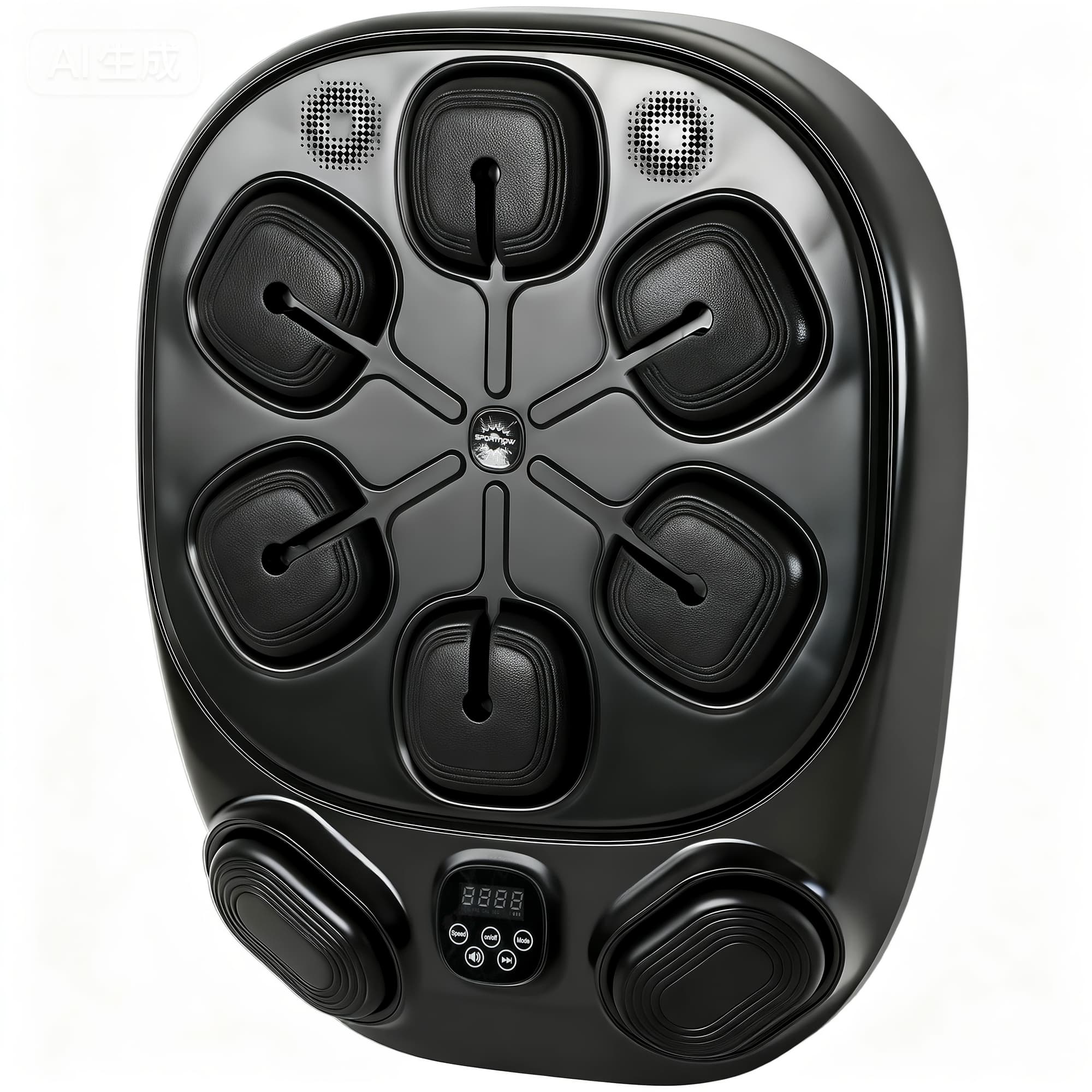 SPORTNOW Machine de boxe musicale murale avec 9 modes, lumières LED et connexion Bluetooth, 61x48x11 cm, Noir