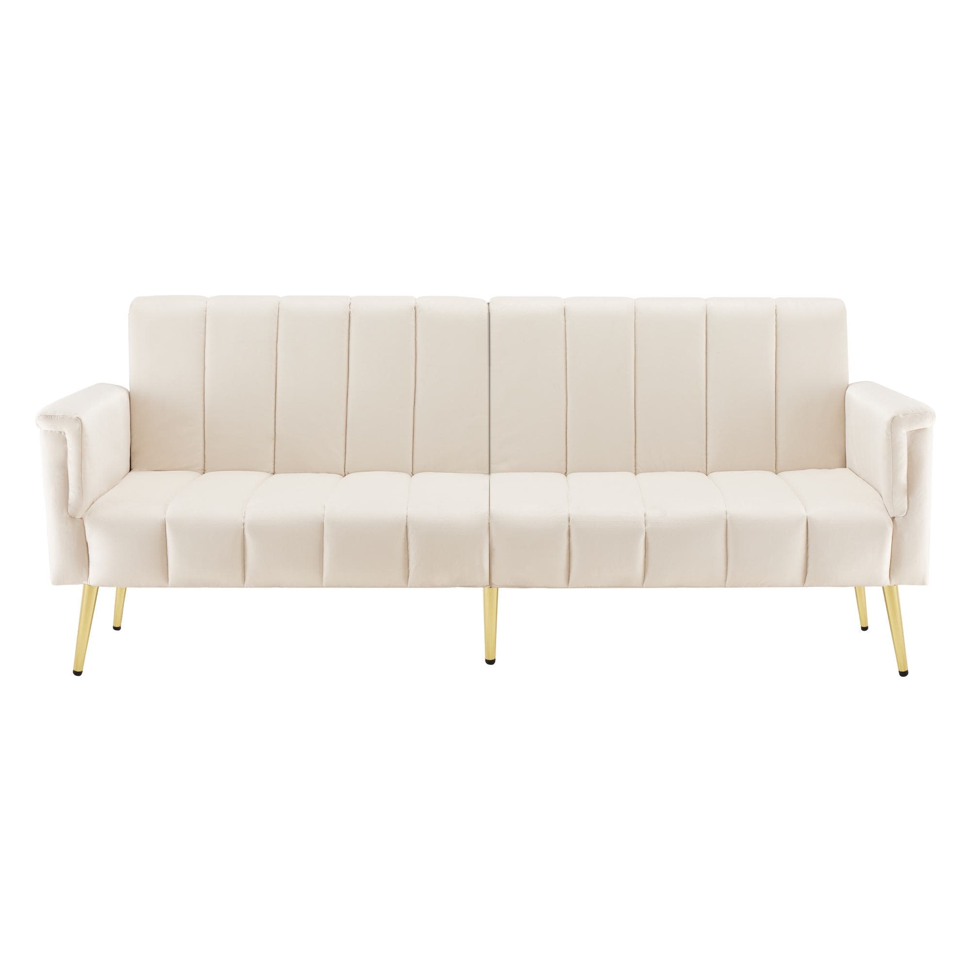 Canapé‐lit pliable moderne avec dossier et accoudoirs réglables, 183x76x75 cm, Beige
