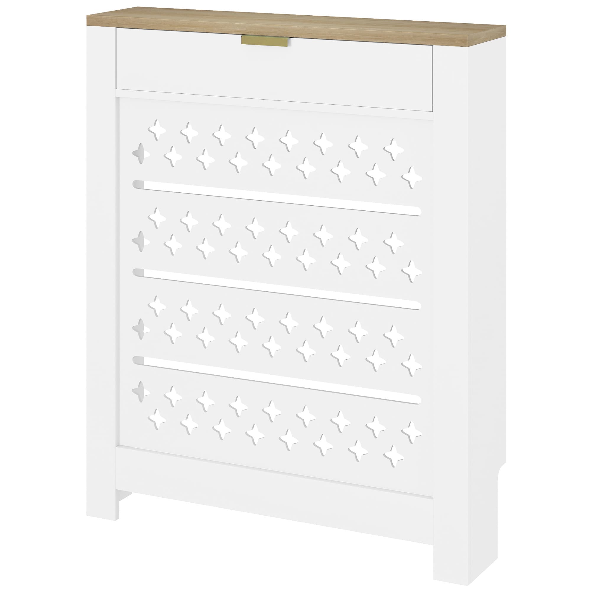 HOMCOM Couvercle de radiateur, cache radiateur avec placard rabattable et étagère supérieur, 78 x 19 x 95,5 cm, blanc